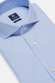 Hemd Mit Azurblauen Streifen Aus Dobby-Baumwole Slim Fit, Blau, hi-res