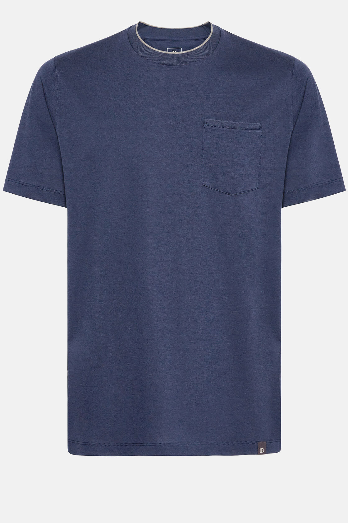 T-shirt in katoen en tencel jersey, Navy blue, hi-res