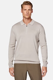 Sand Merino Wool Tech Polo Shirt, Sand, hi-res