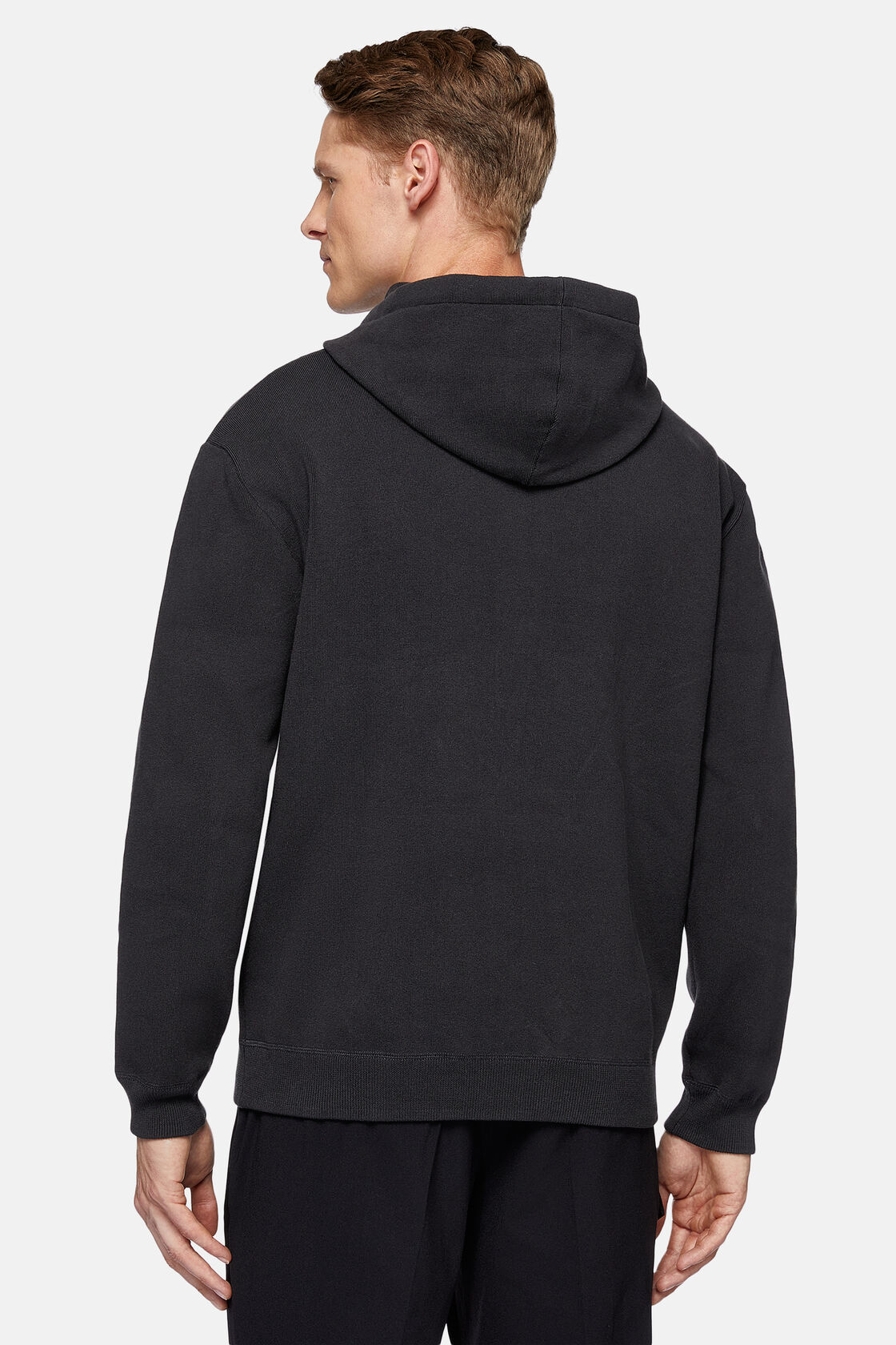 Charcoal Hoodie in Technical Cotton Jersey Fleece, Charcoal, hi-res