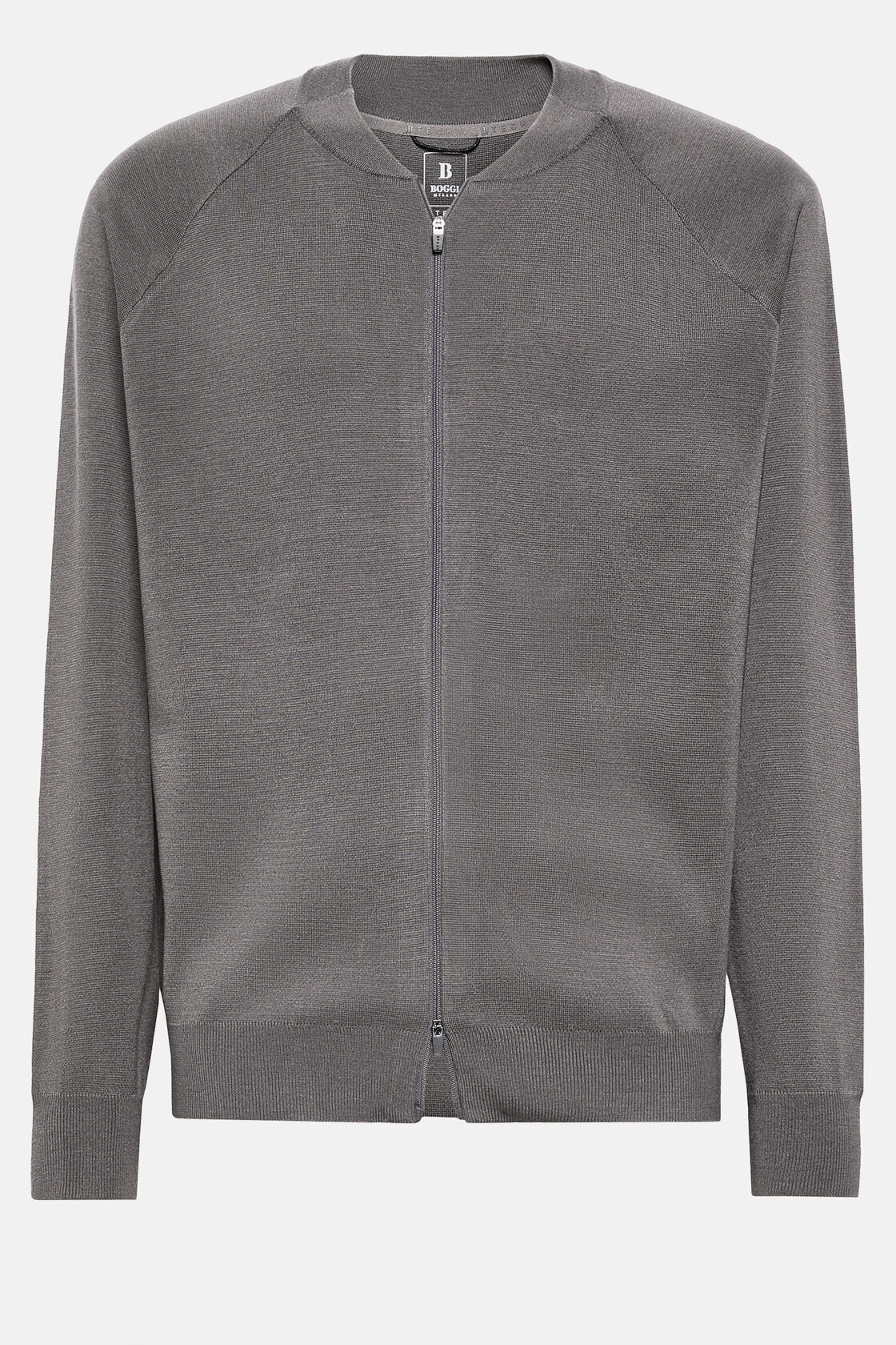 Dark Grey Merino Wool Tech Bomber Jacket, Dark Grey, hi-res