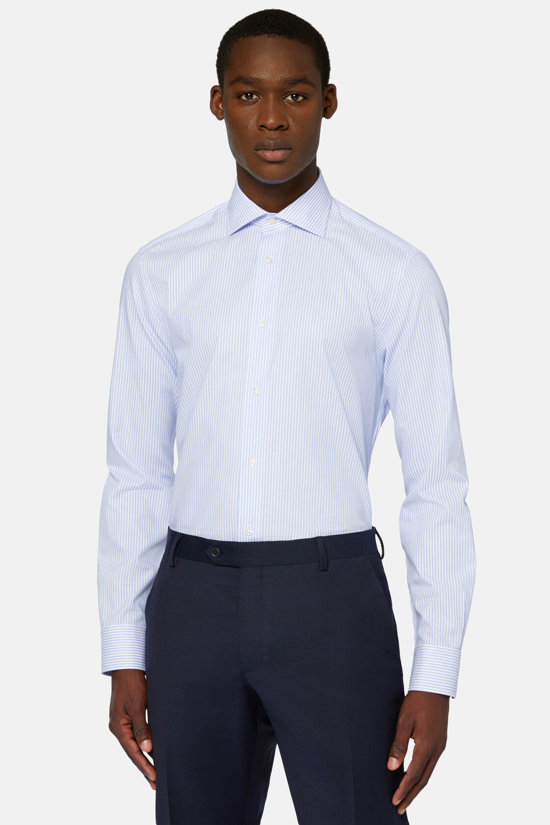 Striped Dobby Windsor Collar Shirt Slim, Light Blue, hi-res