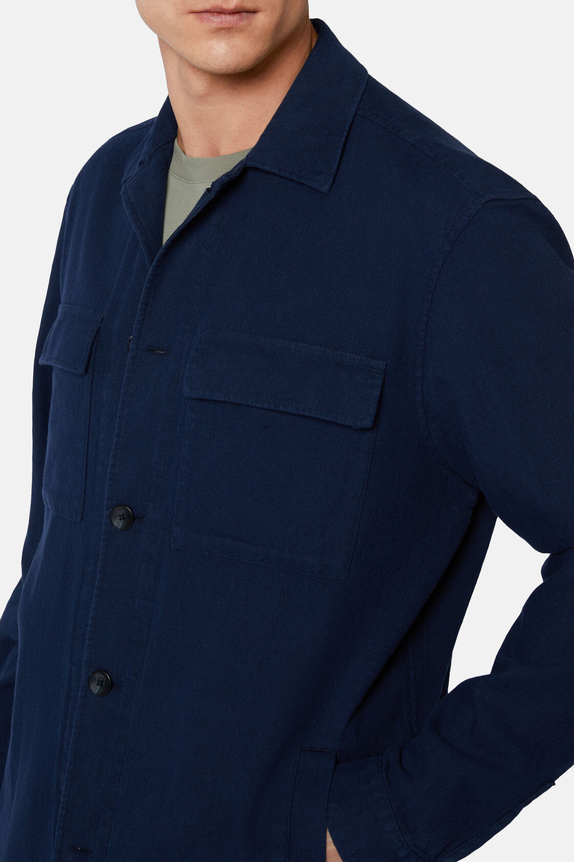 Hemdjacke aus Leinen, Navy blau, hi-res