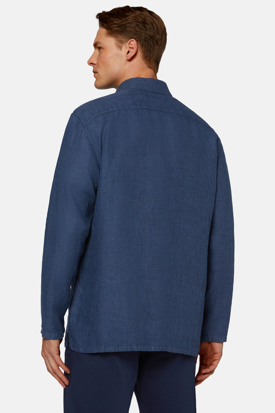 Linen Shirt Jacket, Blue, hi-res