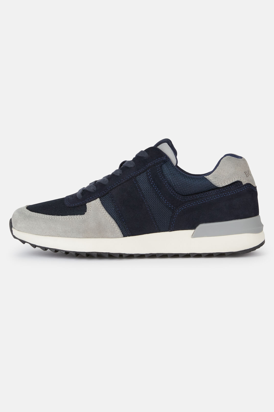 Tec Fabric Leather Sneakers Running, Navy blue, hi-res