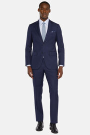 Navy Blue Prince of Wales Check Suit In Pure Wool, Navy blue, hi-res