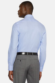 Camicia Pied De Poule Azzurra In Cotone Slim Fit, Azzurro, hi-res
