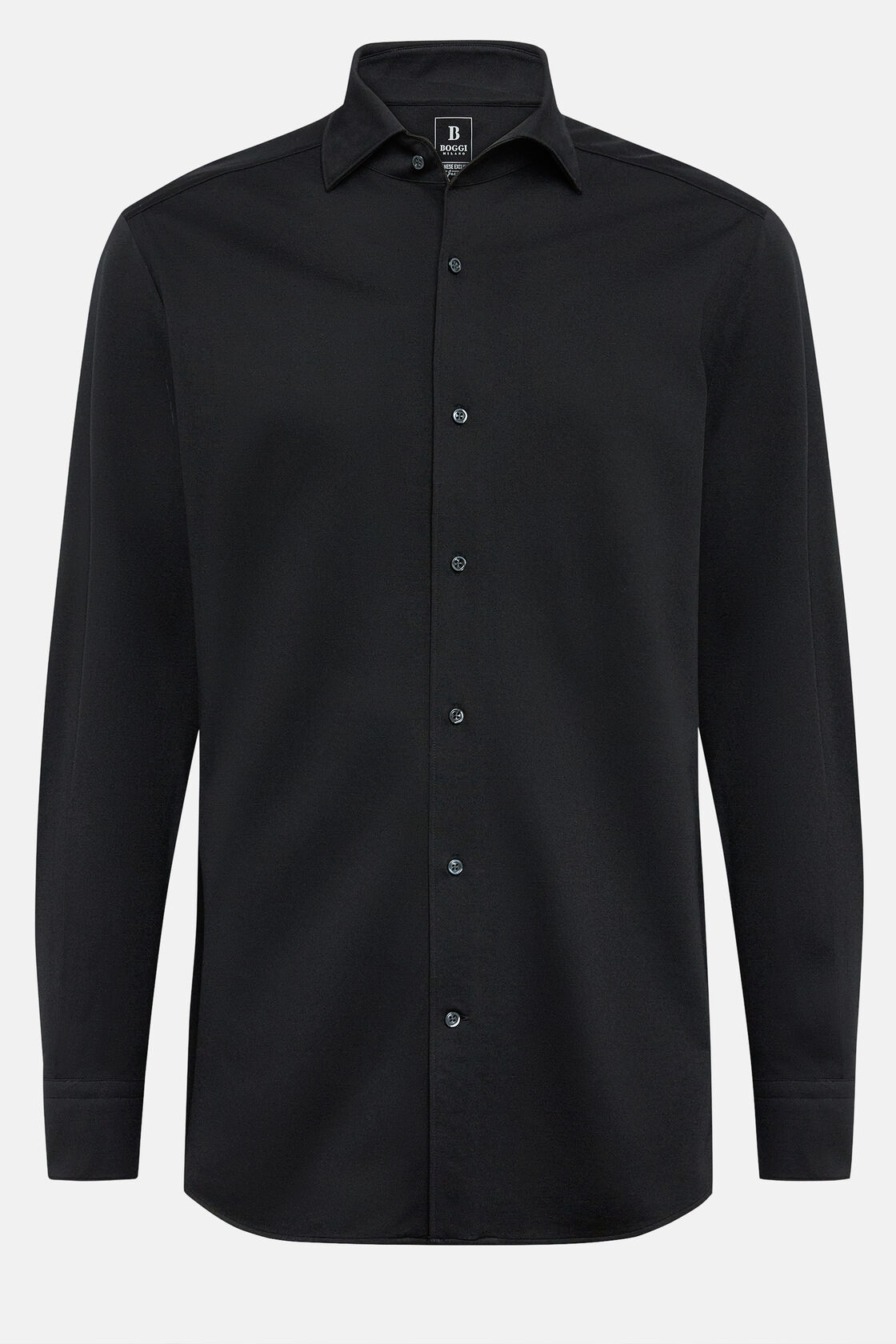 Bawełniana koszula polo z japońskiej dzianiny, klasyczny fason, Black, hi-res