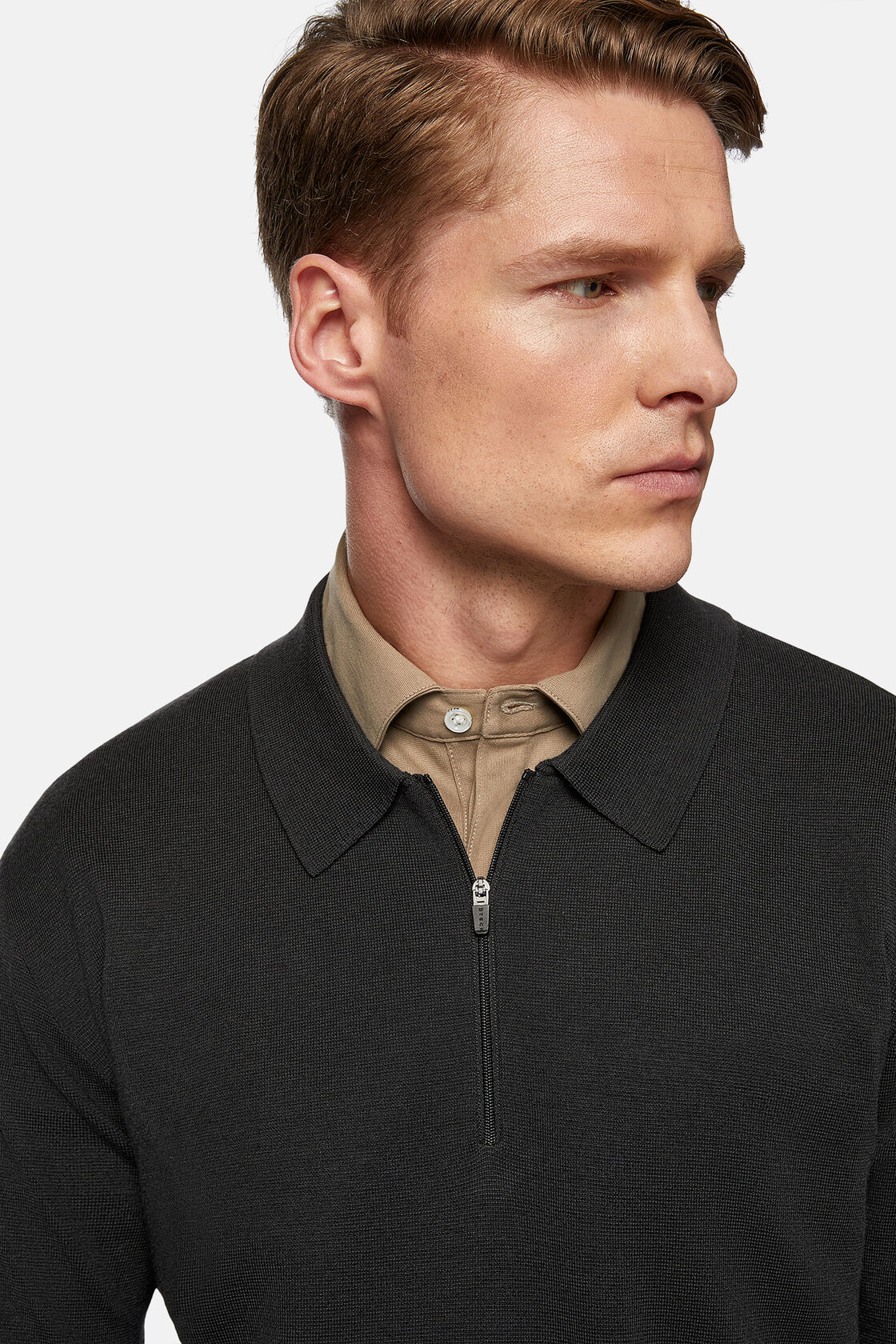 Charcoal Merino Wool Tech Polo Shirt, Charcoal, hi-res