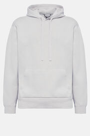 Grey Hoodie in Technical Cotton Jersey Fleece, Light grey, hi-res