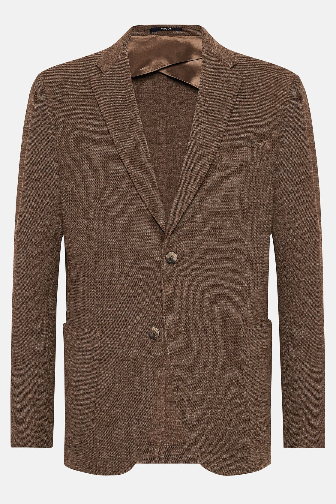 Military Brown Textured Wool Jersey Jacket, Brown, hi-res