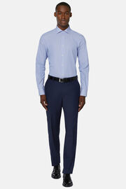 Micro Striped Windsor Collar Shirt Regular Fit, Medium Blue, hi-res