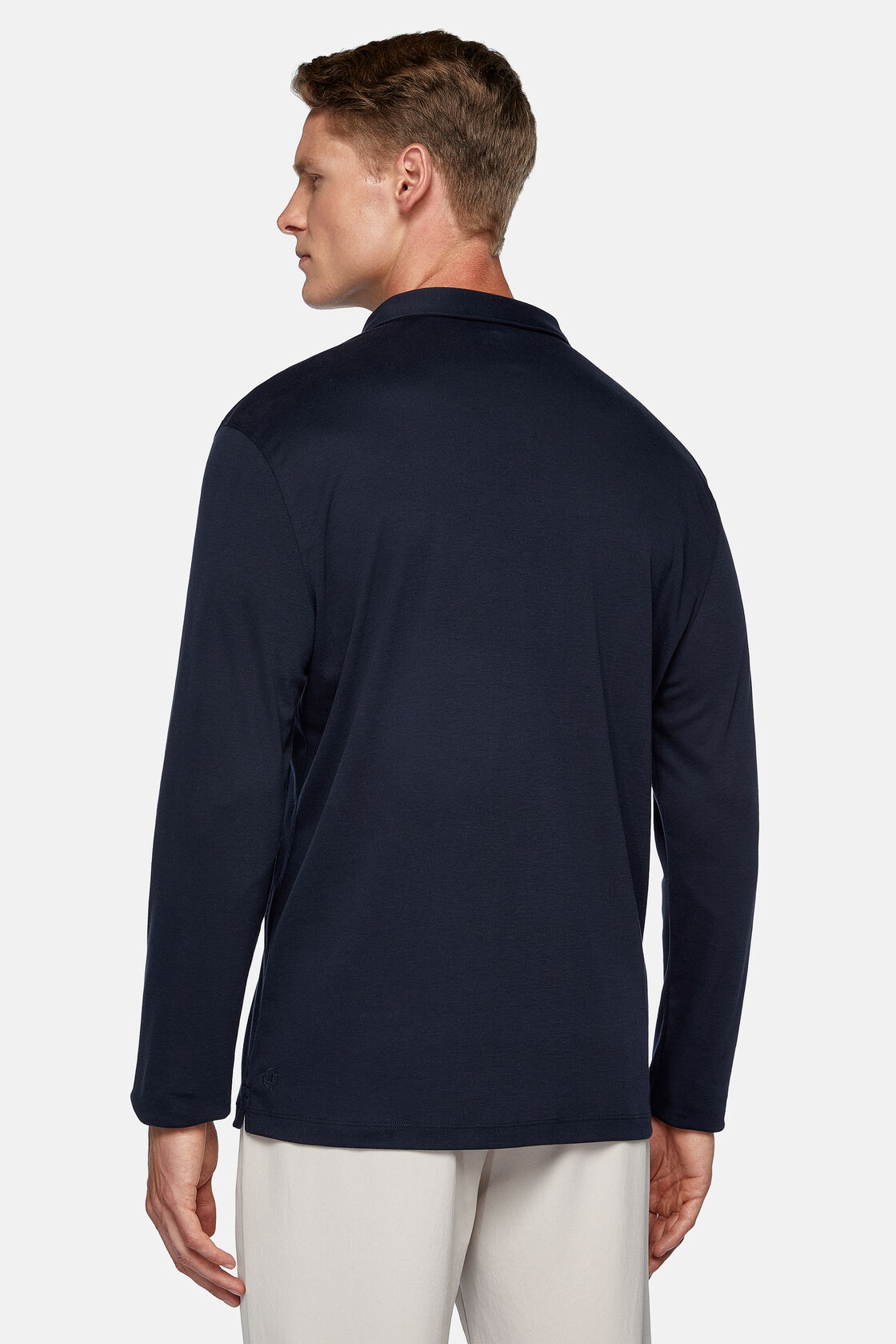 Regular fit poloshirt in een katoenmix high-performance jersey, Navy blue, hi-res