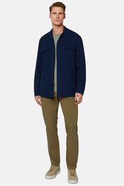 Linen Cotton Shirt Jacket, Navy blue, hi-res
