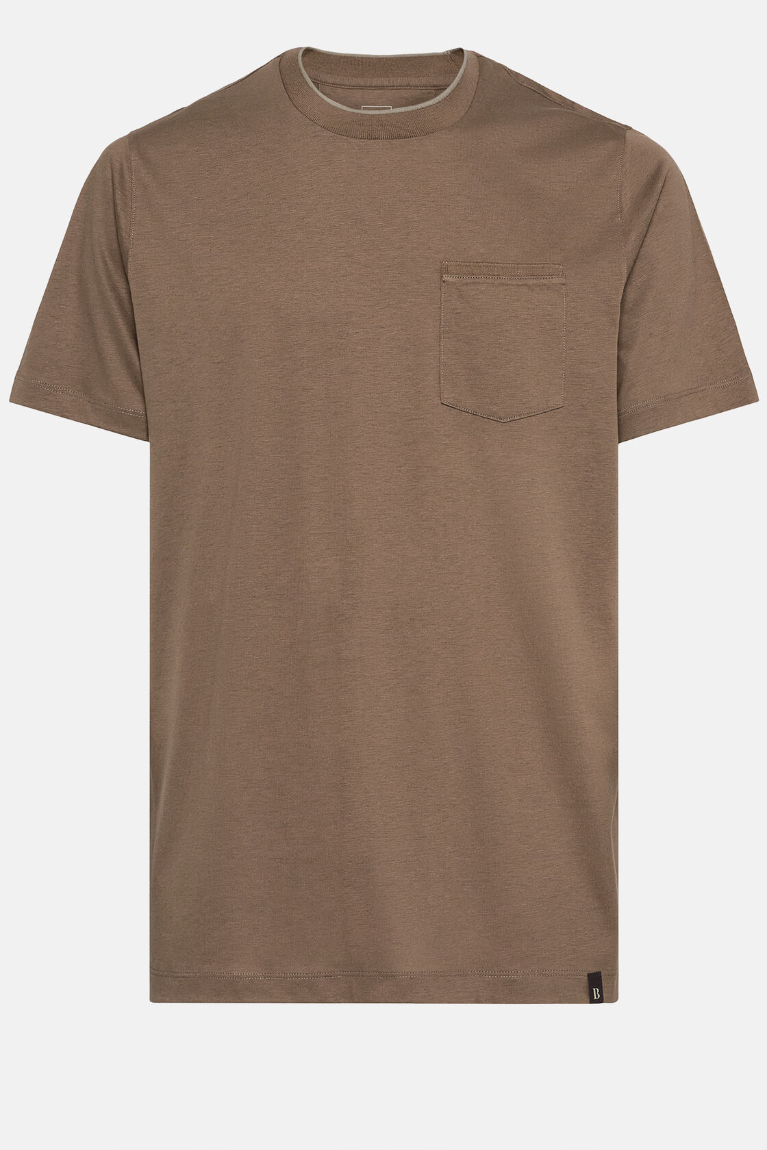T-shirt in katoen en tencel jersey, Brown, hi-res
