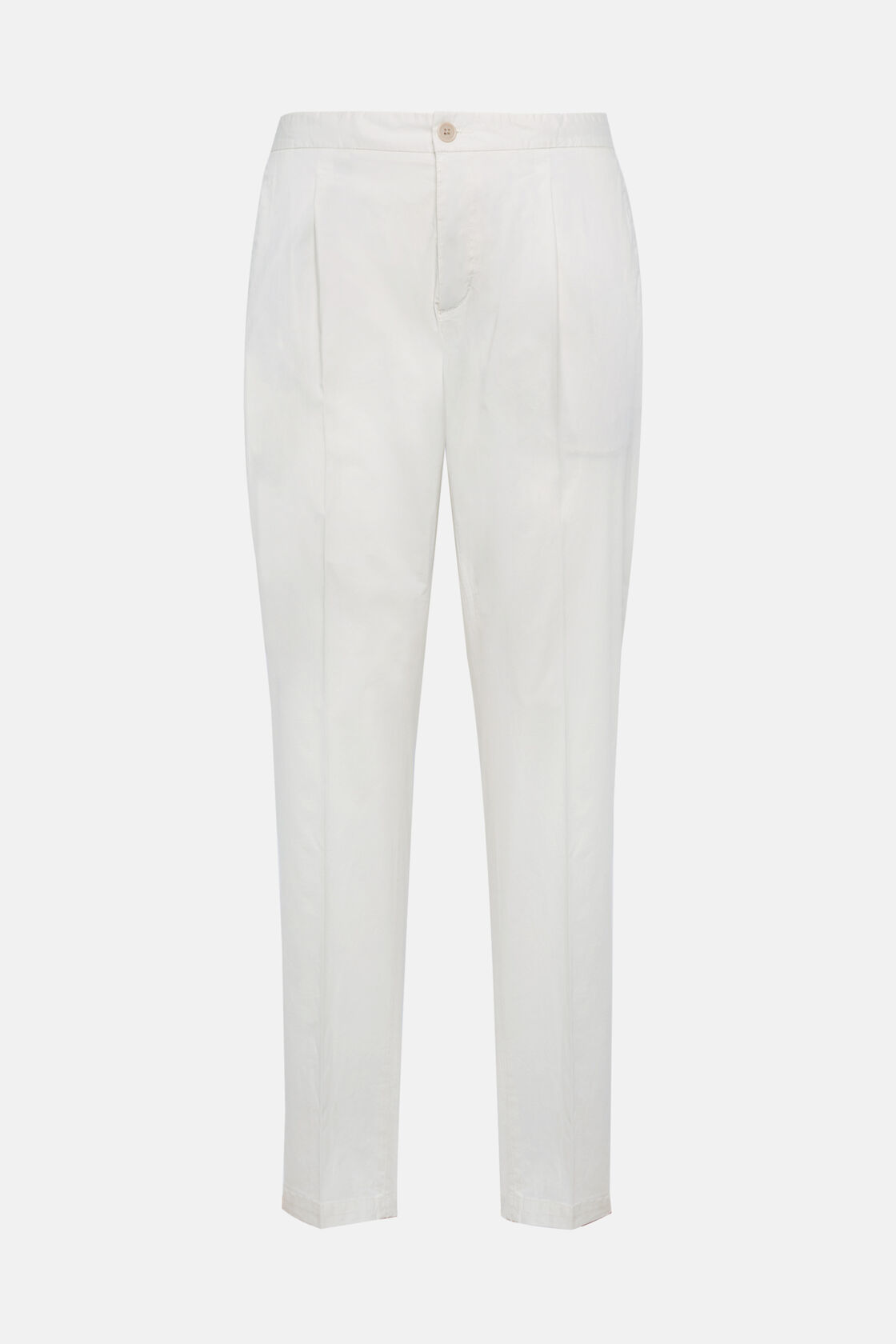 Stretch Cotton Pinces Pants, White, hi-res