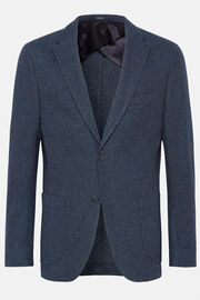 B Jersey Navy Blue Jacket in Cotton and Wool Blend, Blue, hi-res