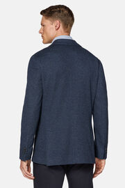 B Jersey Navy Blue Jacket in Cotton and Wool Blend, Blue, hi-res
