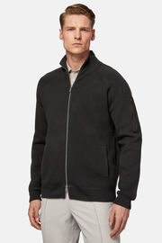 Charcoal Full Zip Sweatshirt in Technical Cotton, Charcoal, hi-res