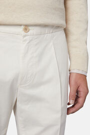 Stretch Cotton Pinces Trousers, White, hi-res