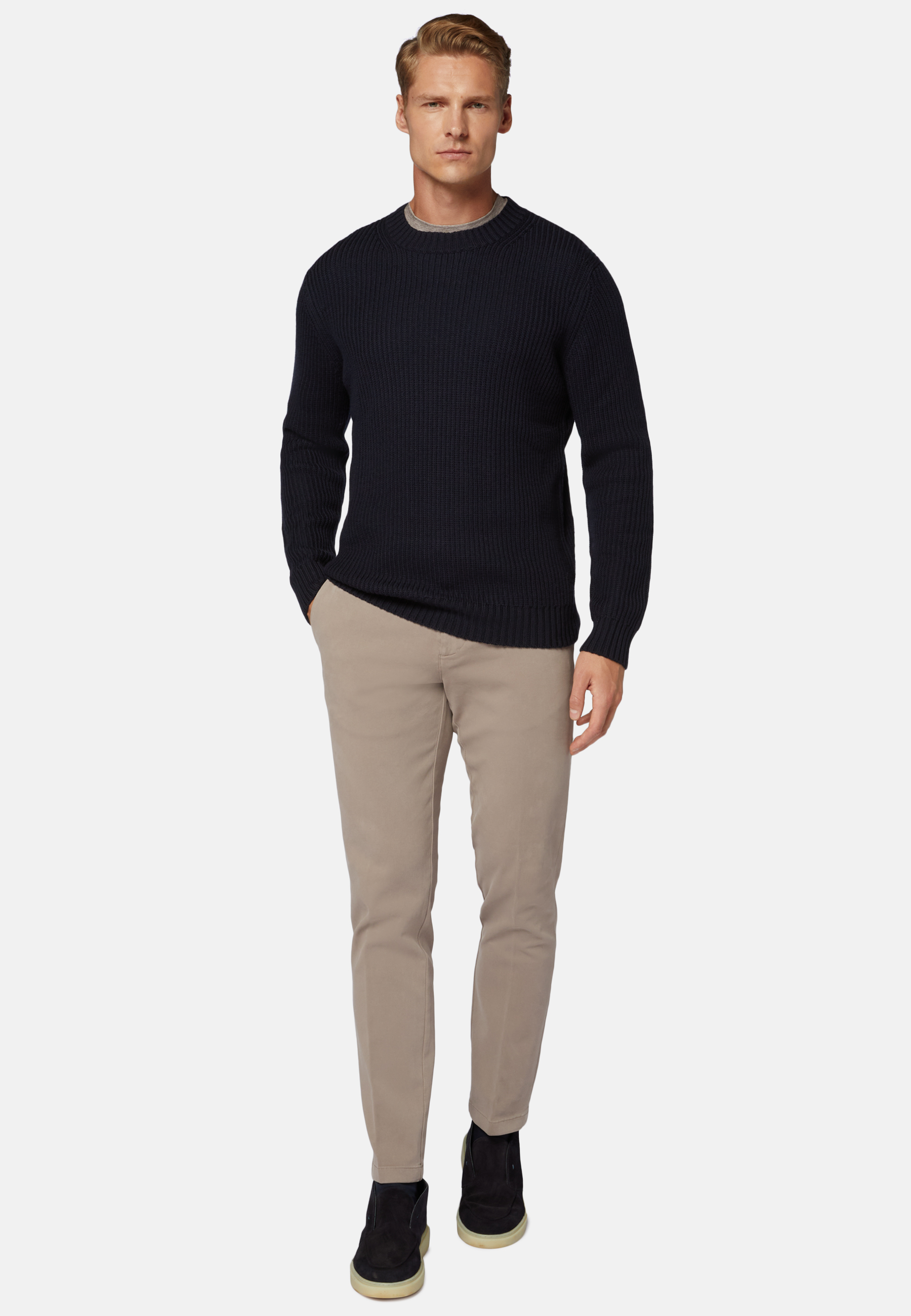 Navy merino sale wool jumper mens