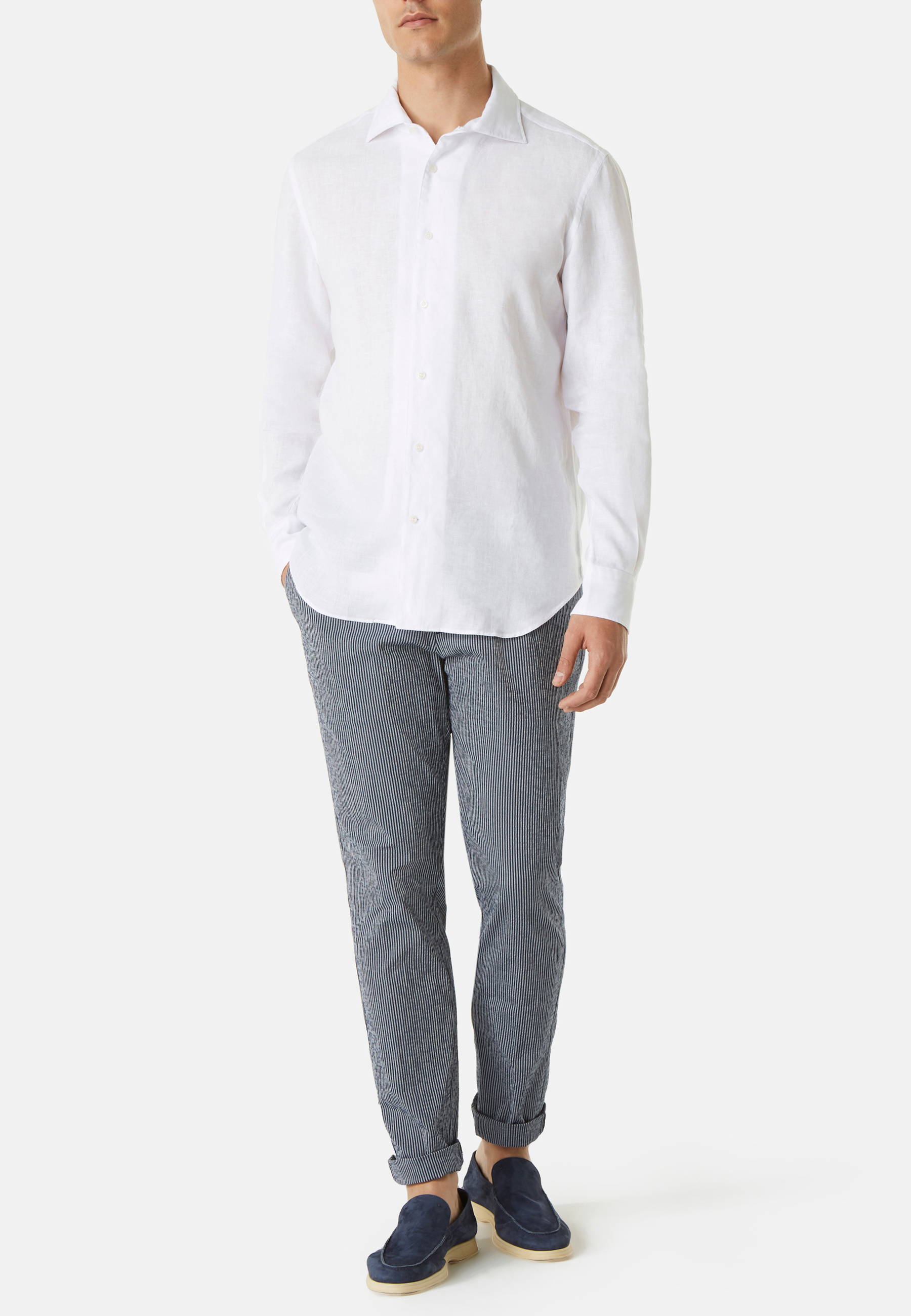 Regular Fit White Linen Shirt | Boggi