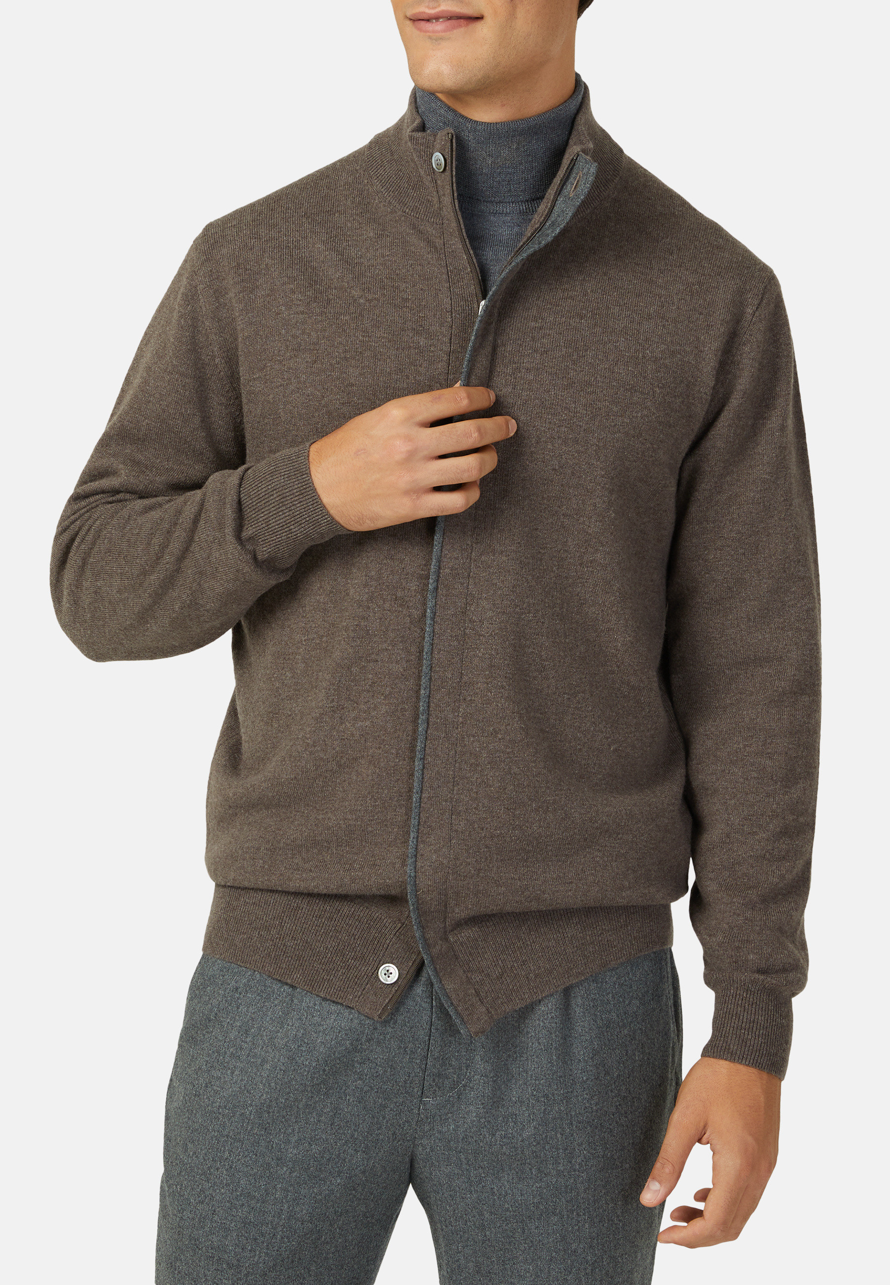 Mens full outlet zip cashmere sweater