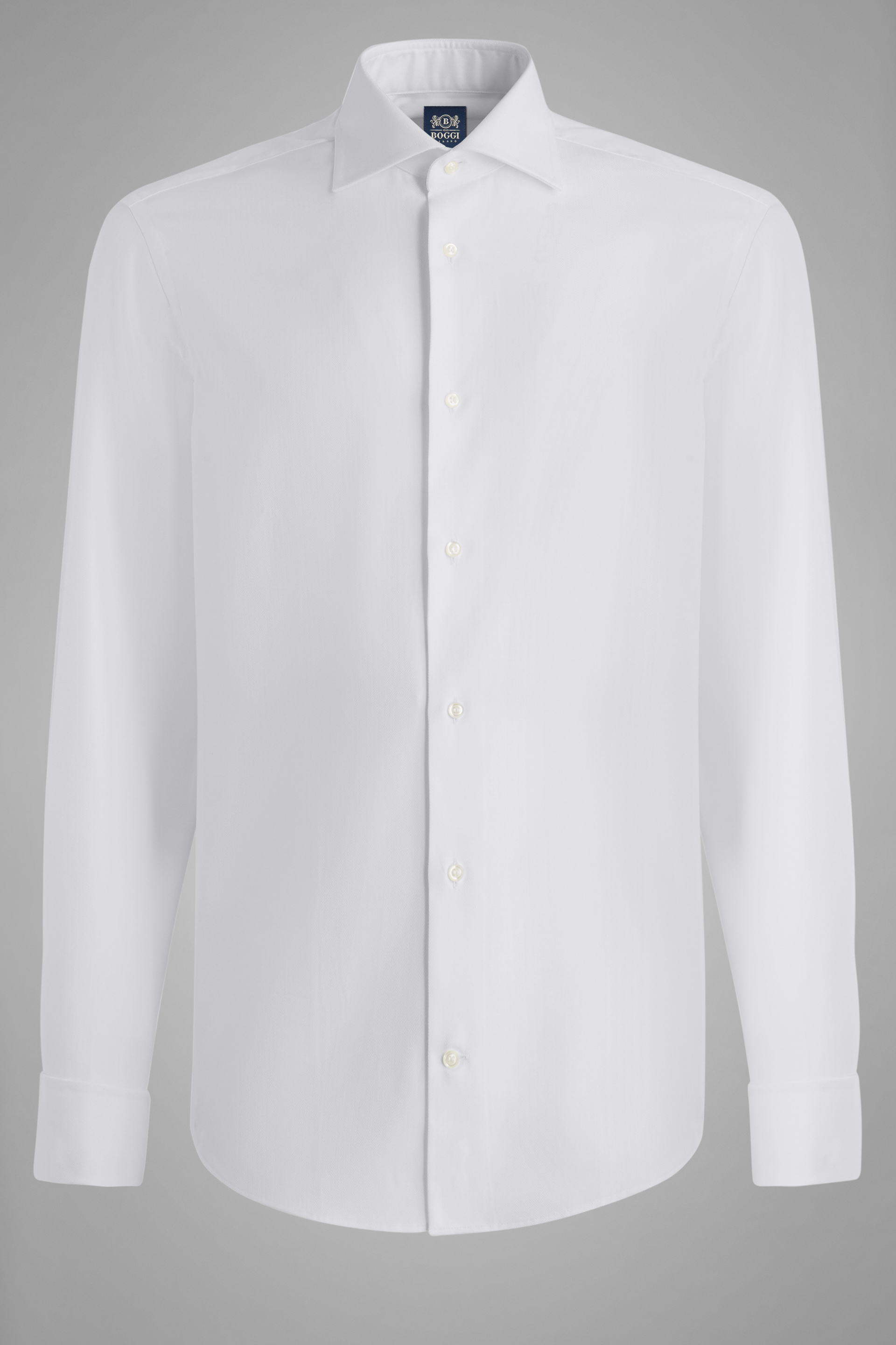 Camisa Slim Fit Blanca Cuello Y Puño Doble | Boggi Milano