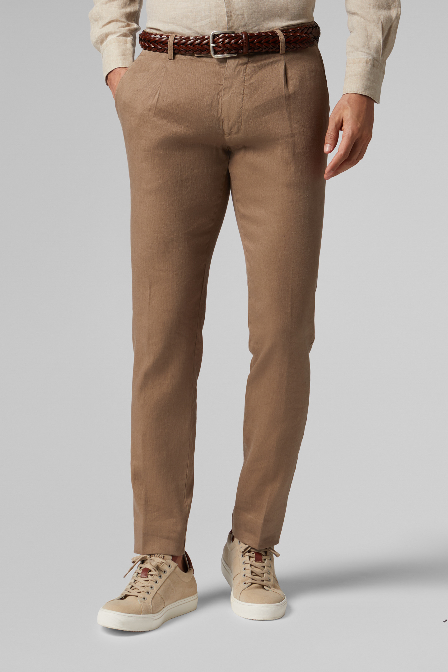 slim linen trousers