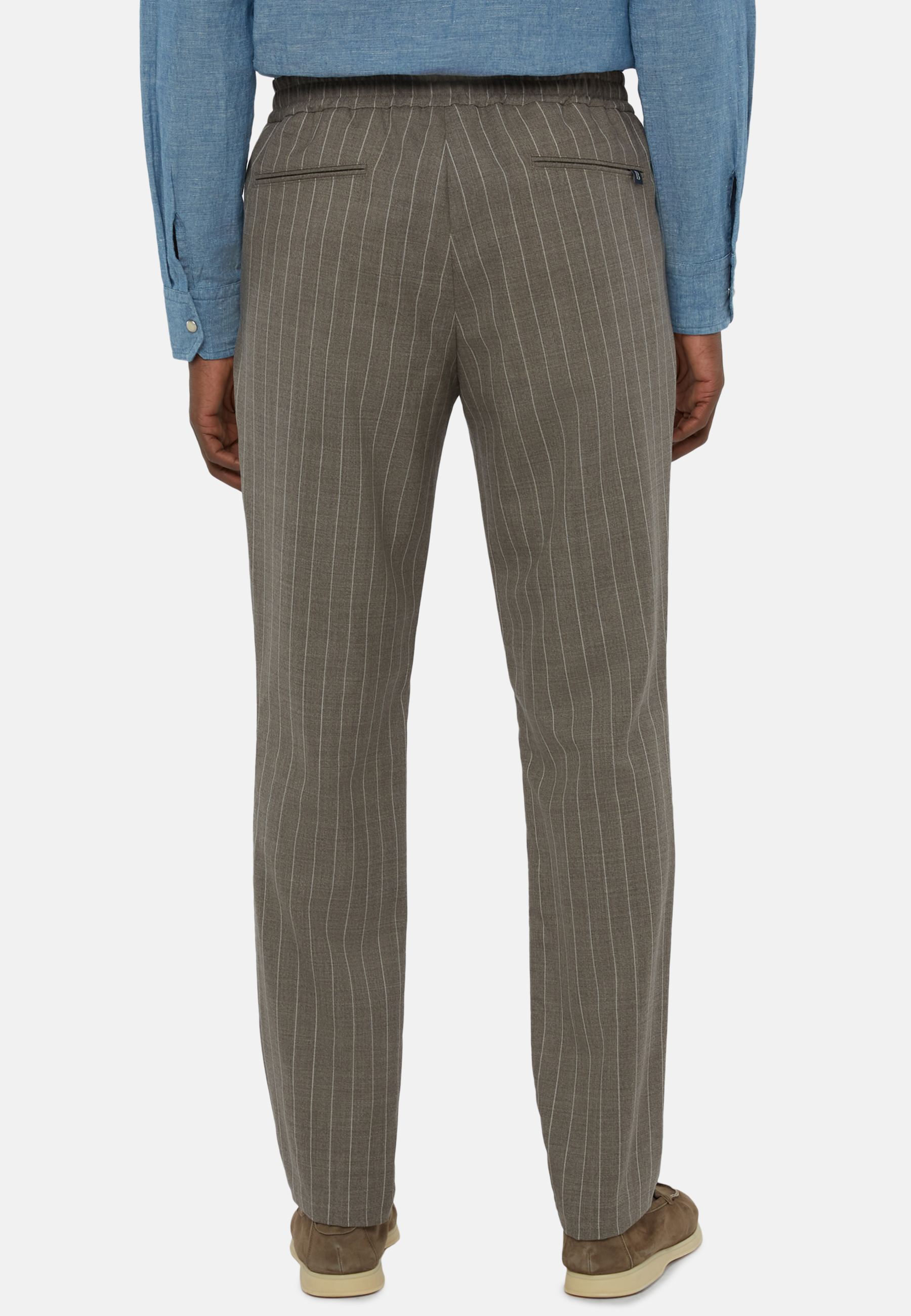 Ganni - Grey Pinstripe Stretch Mid Waist Pants – Frances May