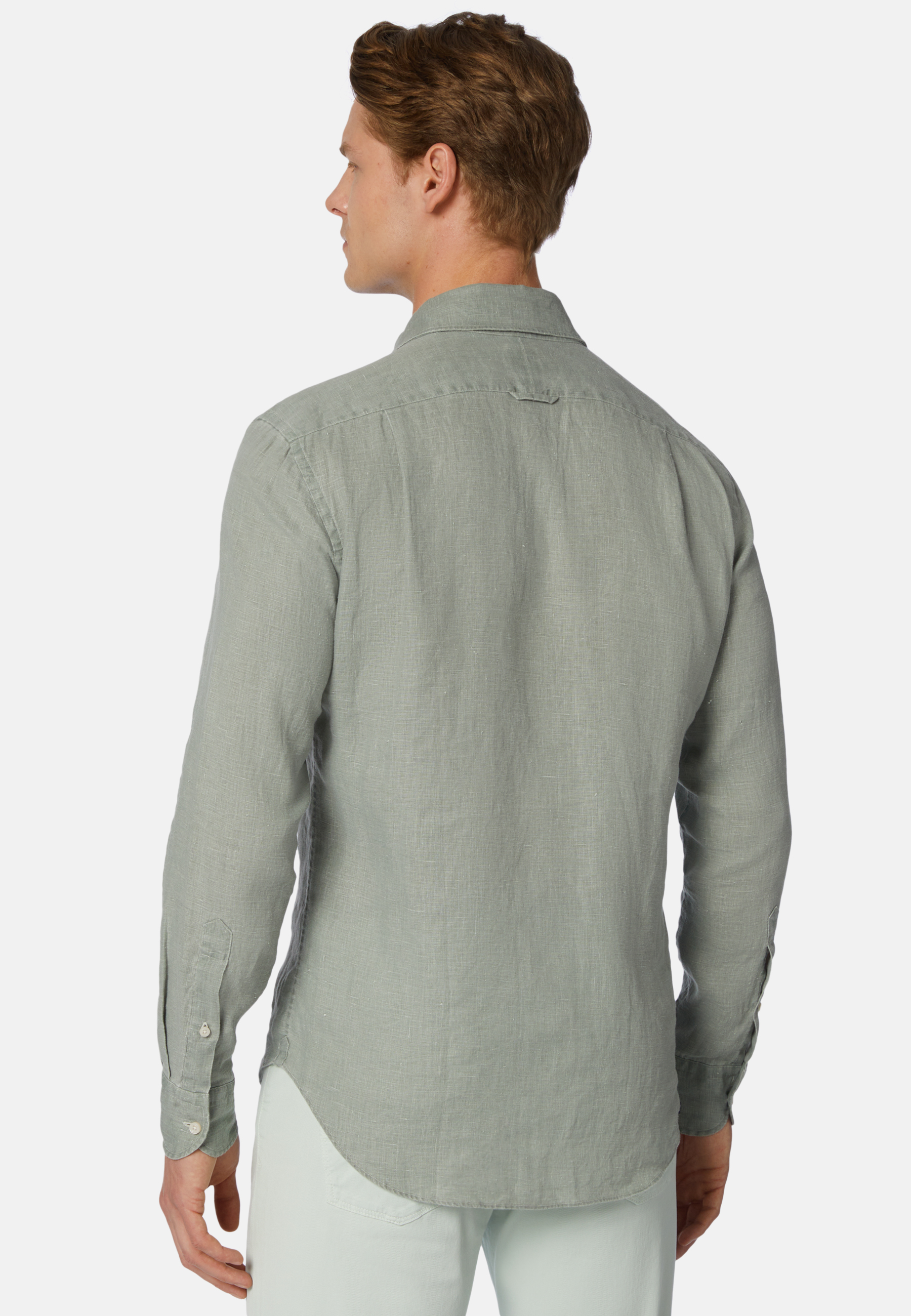 Regular Fit Green Linen Shirt | Boggi