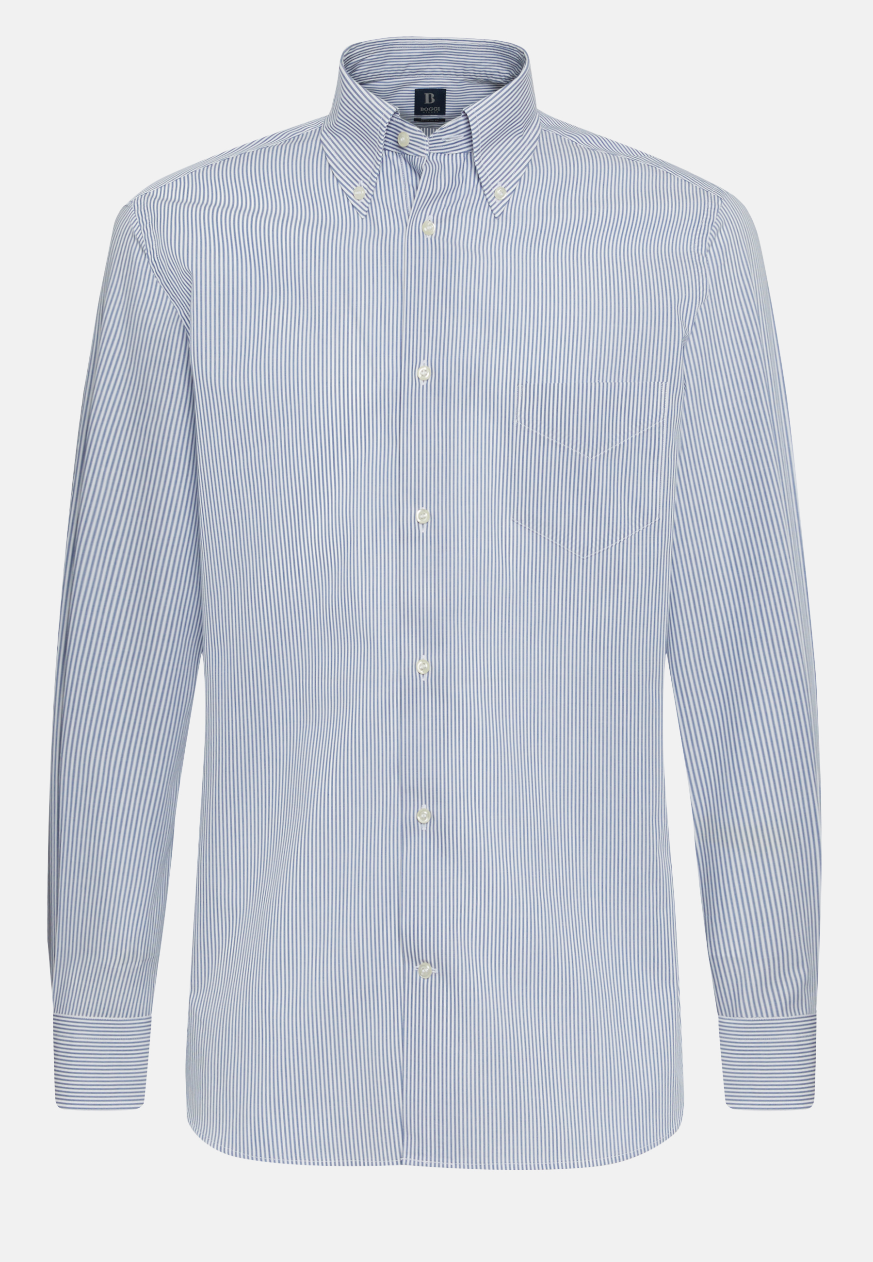 Striped Cotton Boston Collar Shirt Regular | Boggi