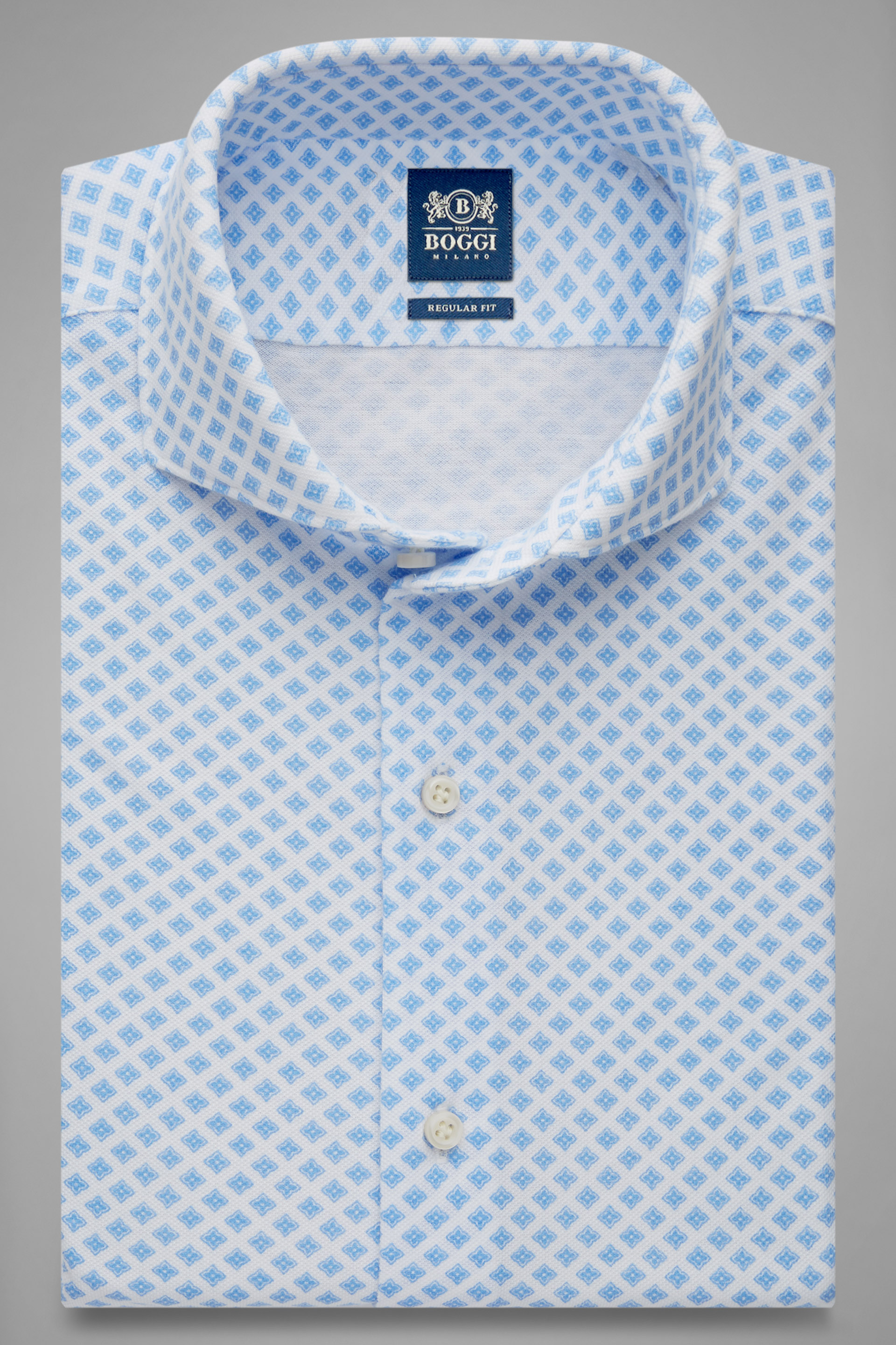 Men's Regular Fit Sky Blue Casual Shirt With Open Collar | Boggi