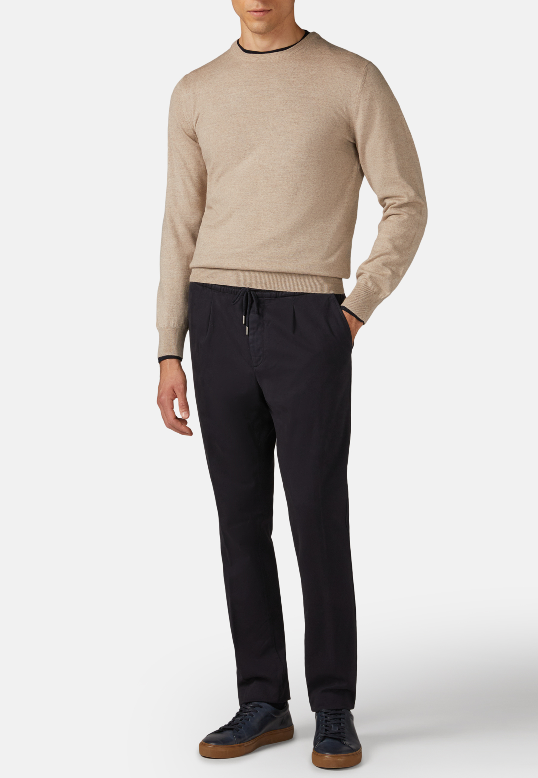 Pantalon En Coton Tencel Extensible Homme Boggi Milano