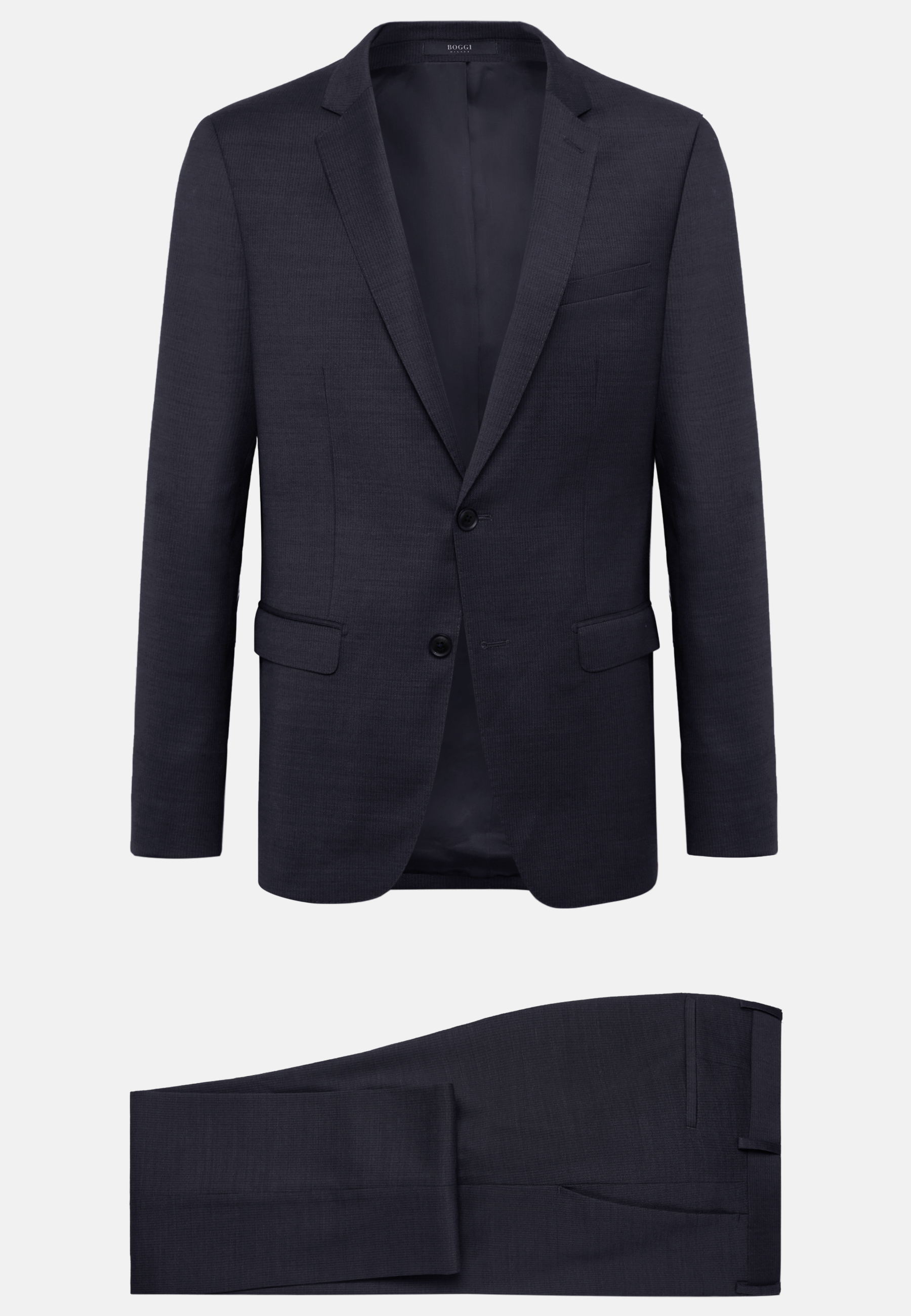 Men's Blue Micro Textured Stretch Wool Suit