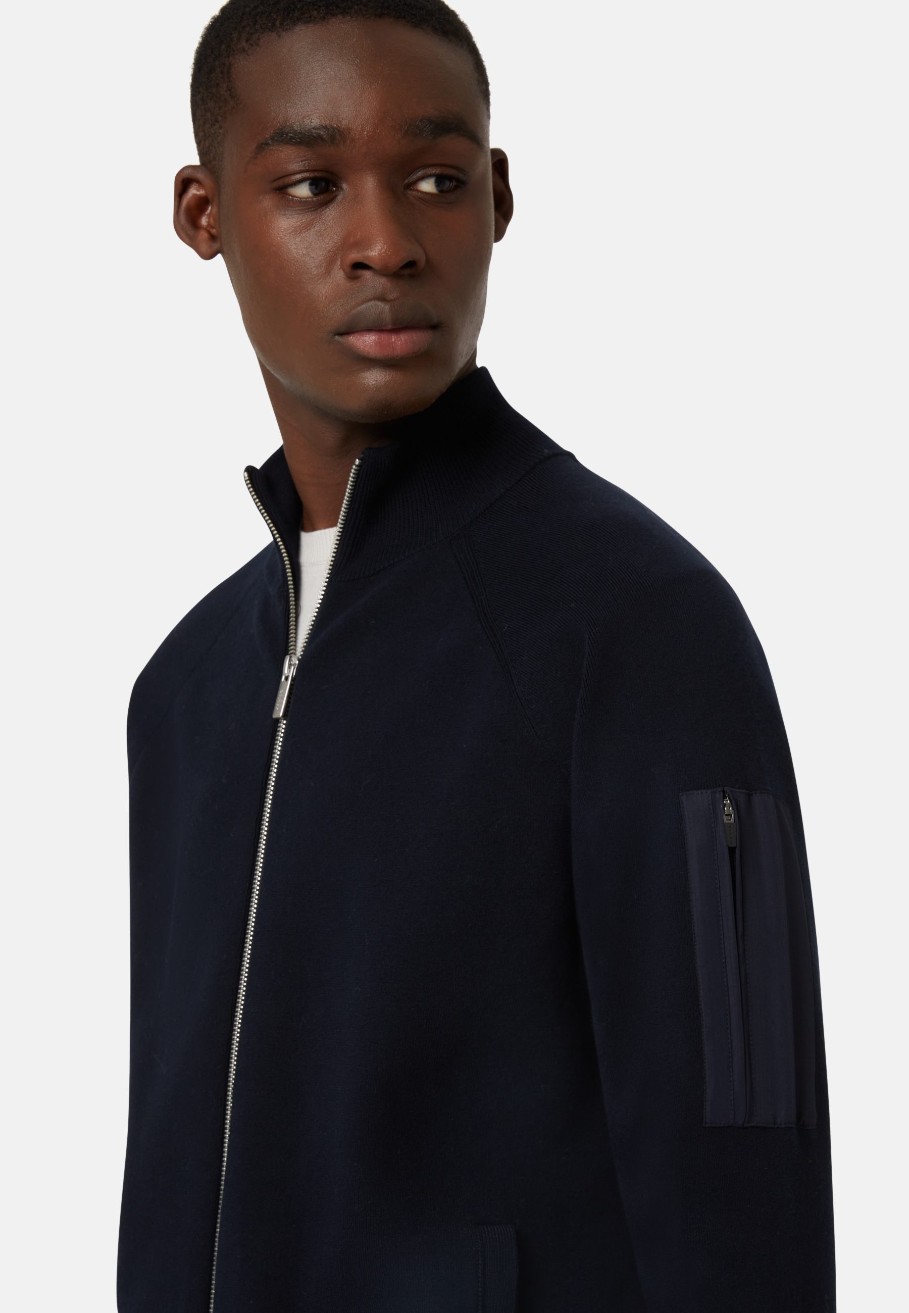 Men's Cream Full Zip Sweatshirt in Technical Cotton | Boggi Milano