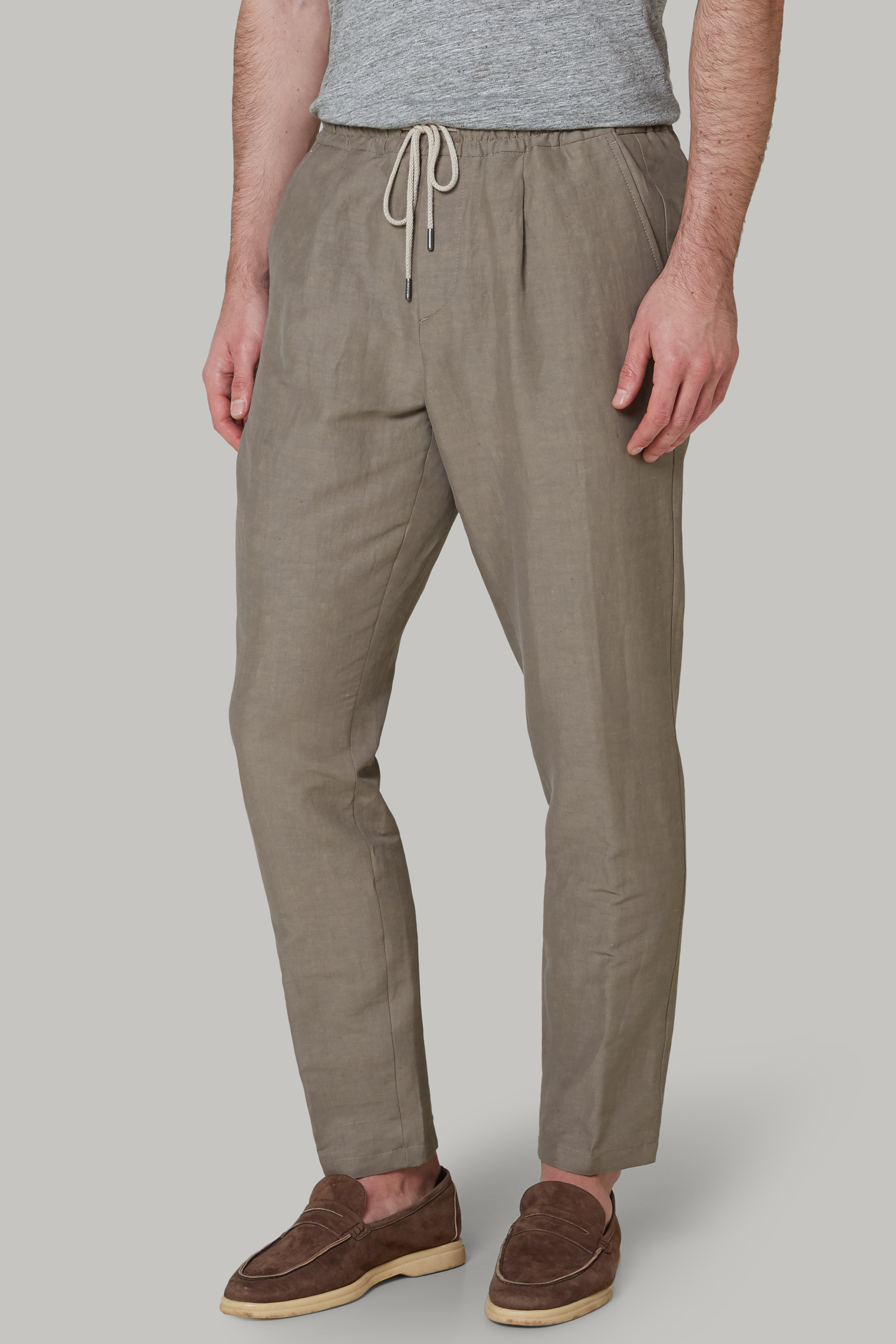 Men's Solid stretch linen viscose pants | Boggi Milano