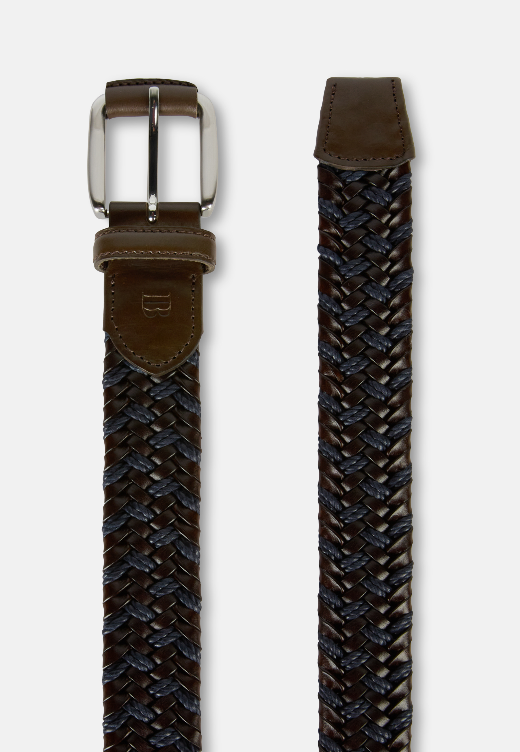 Men's Stretch Leather/Fabric Woven Belt