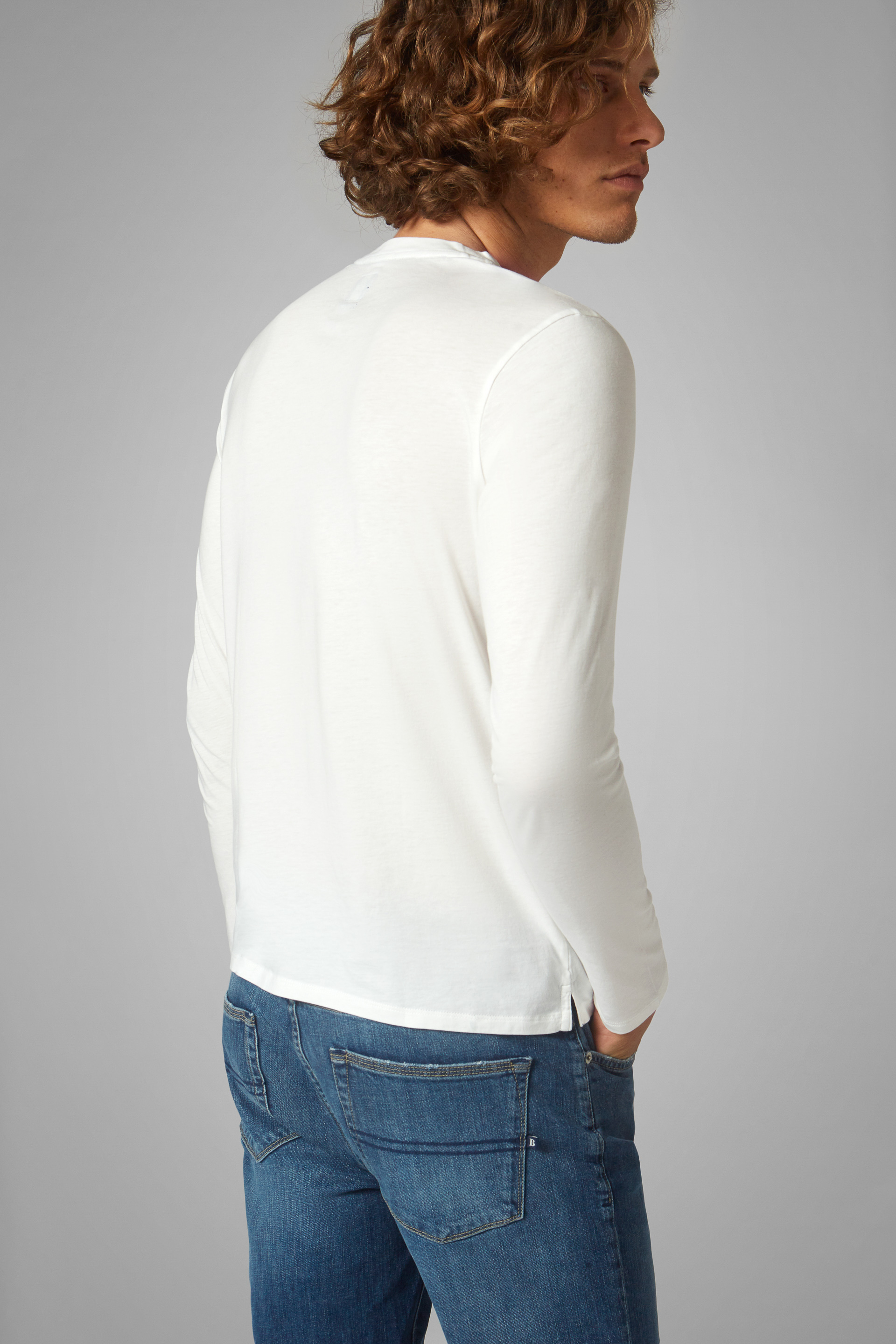 Cotton jersey Henley shirt - White - Men