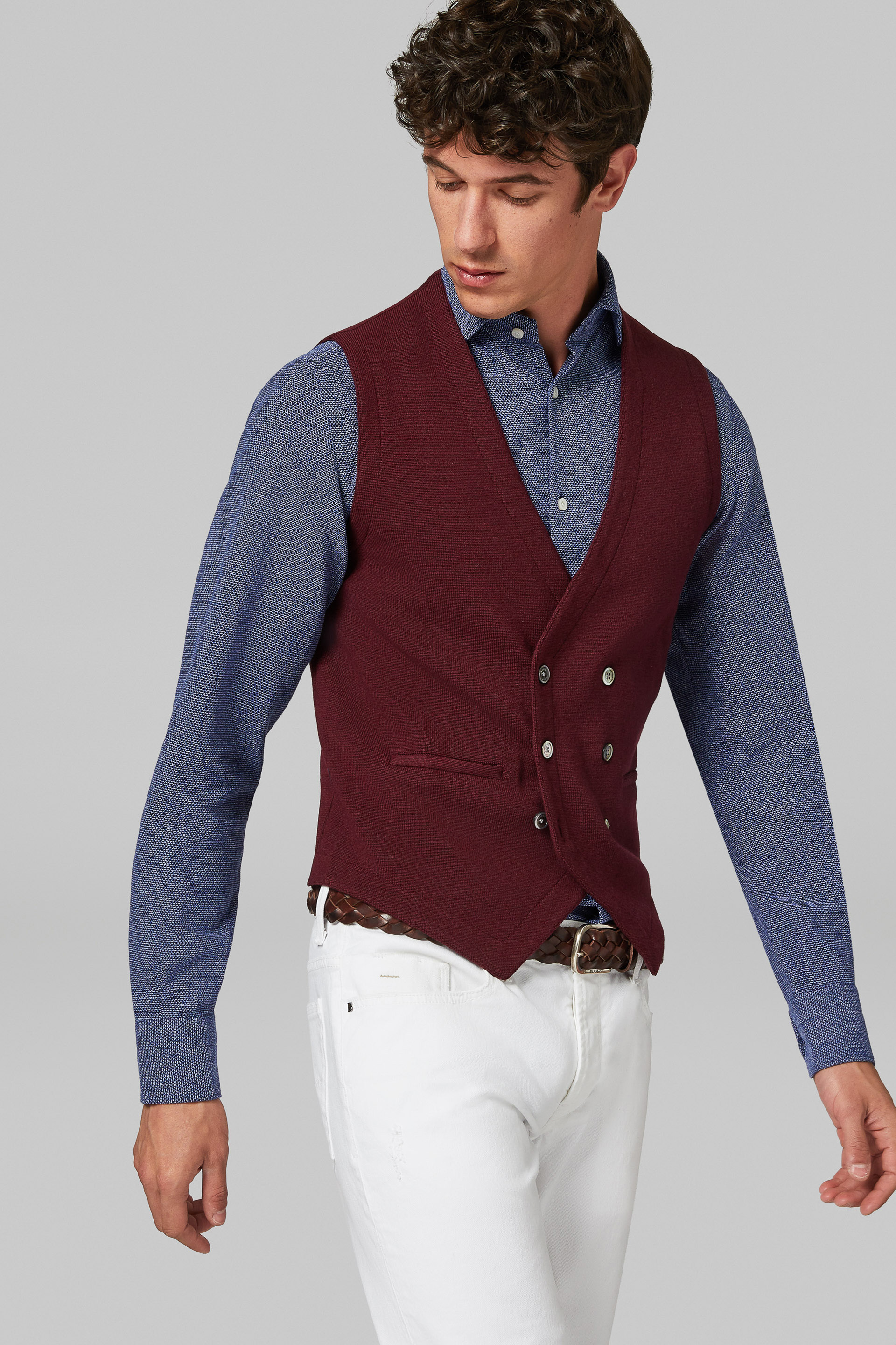 burgundy double breasted waistcoat