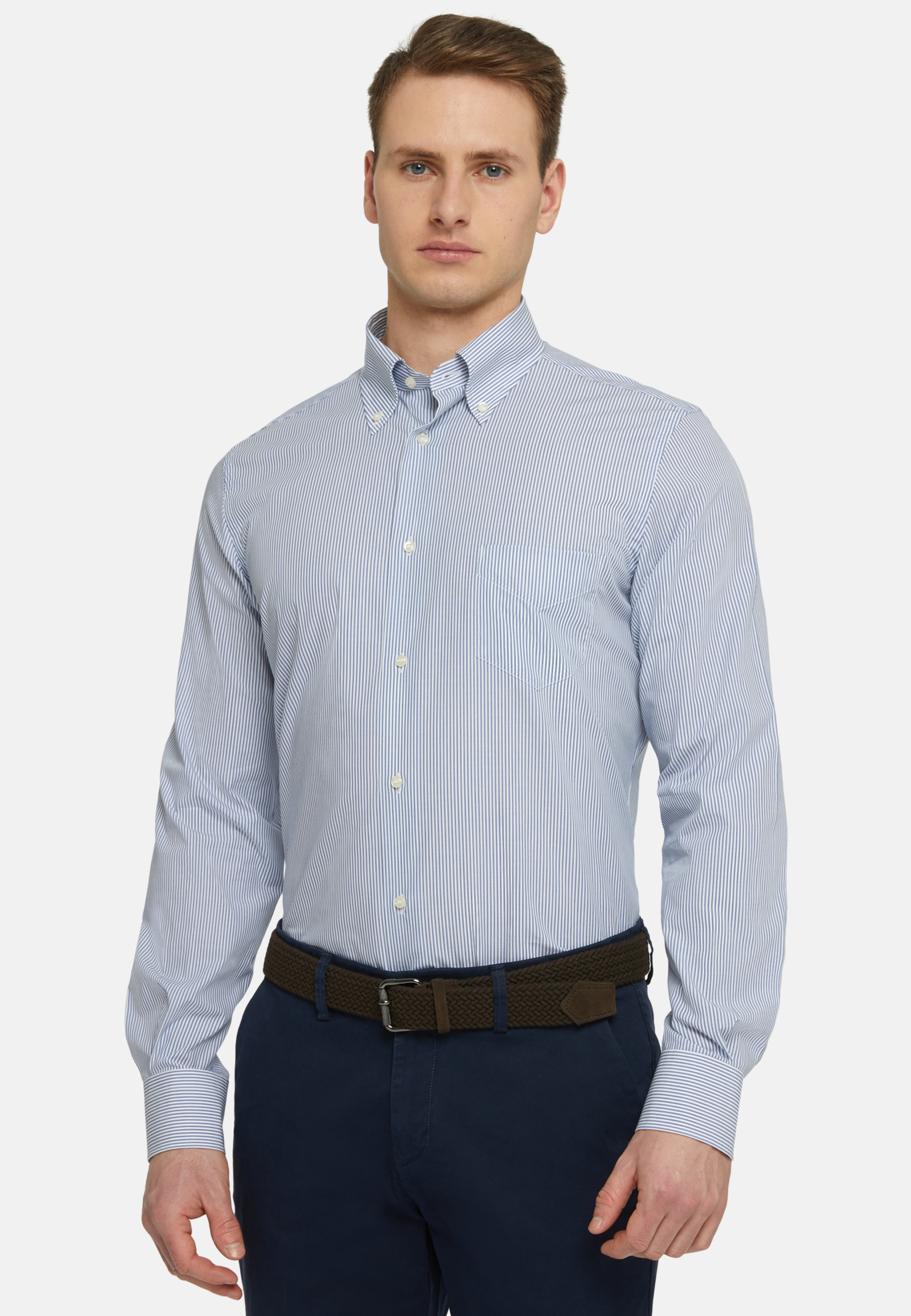 Striped Cotton Boston Collar Shirt Regular | Boggi