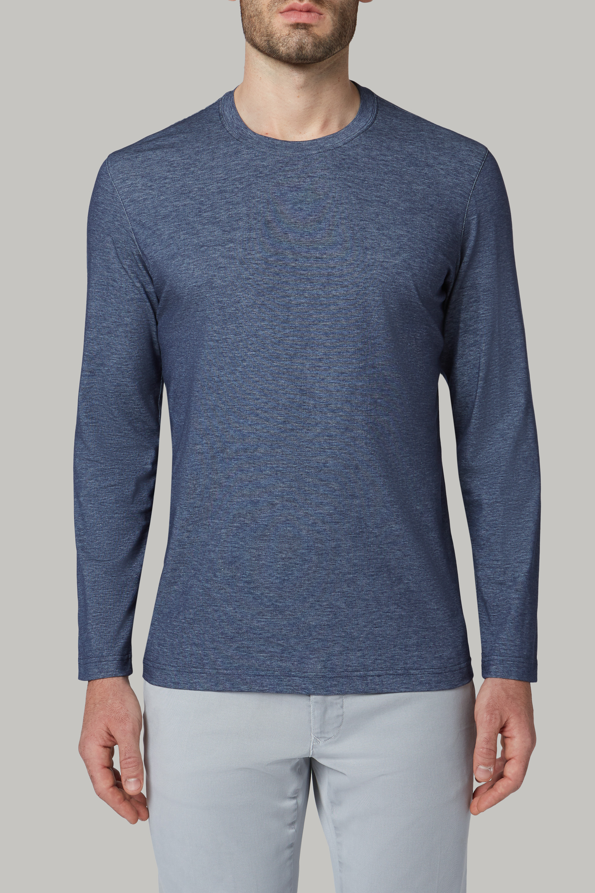 Men's Cotton, nylon and tencel long-sleeved t-shirt | Boggi Milano