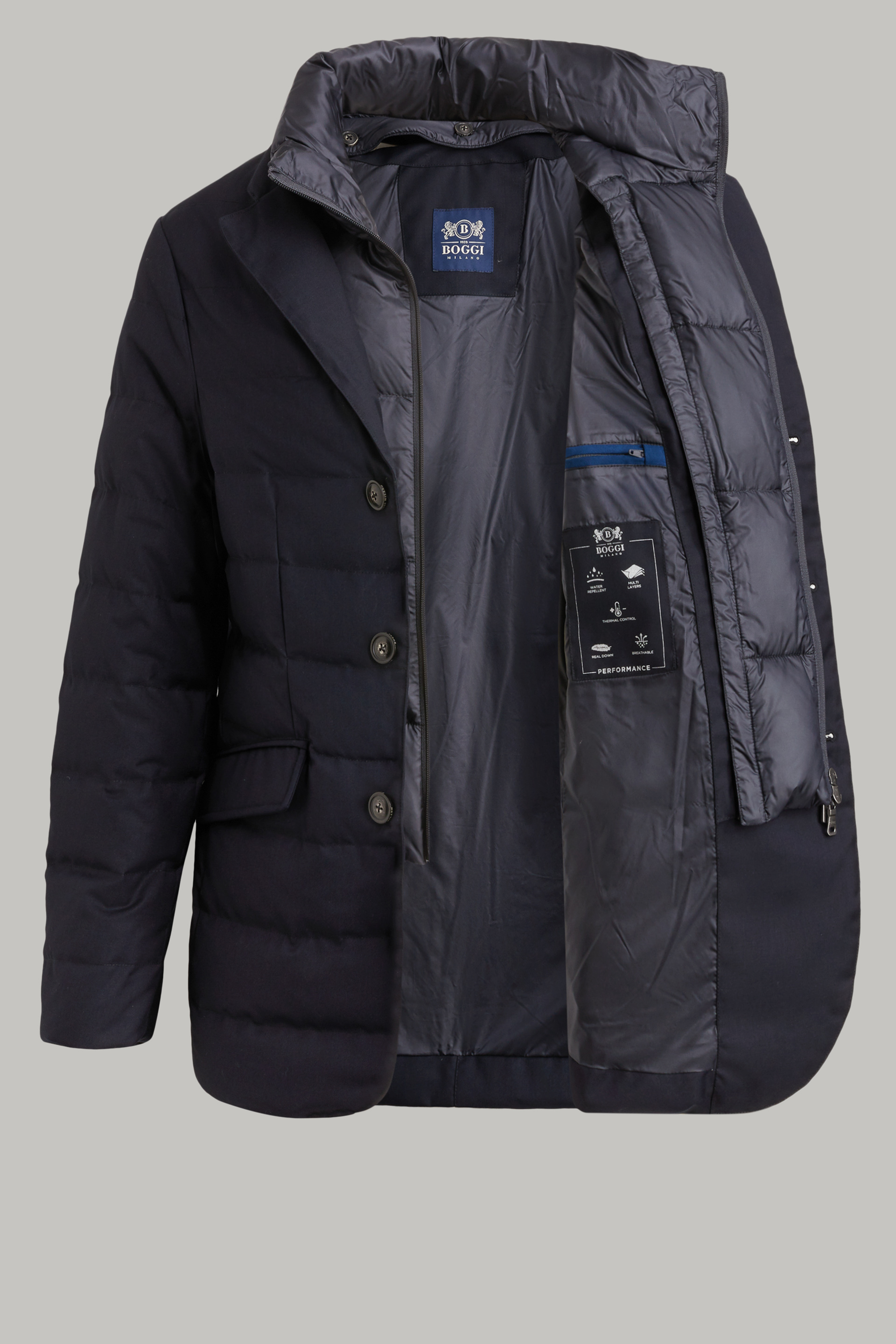 Mens Down-filled technical fabric jacket | Boggi Milano