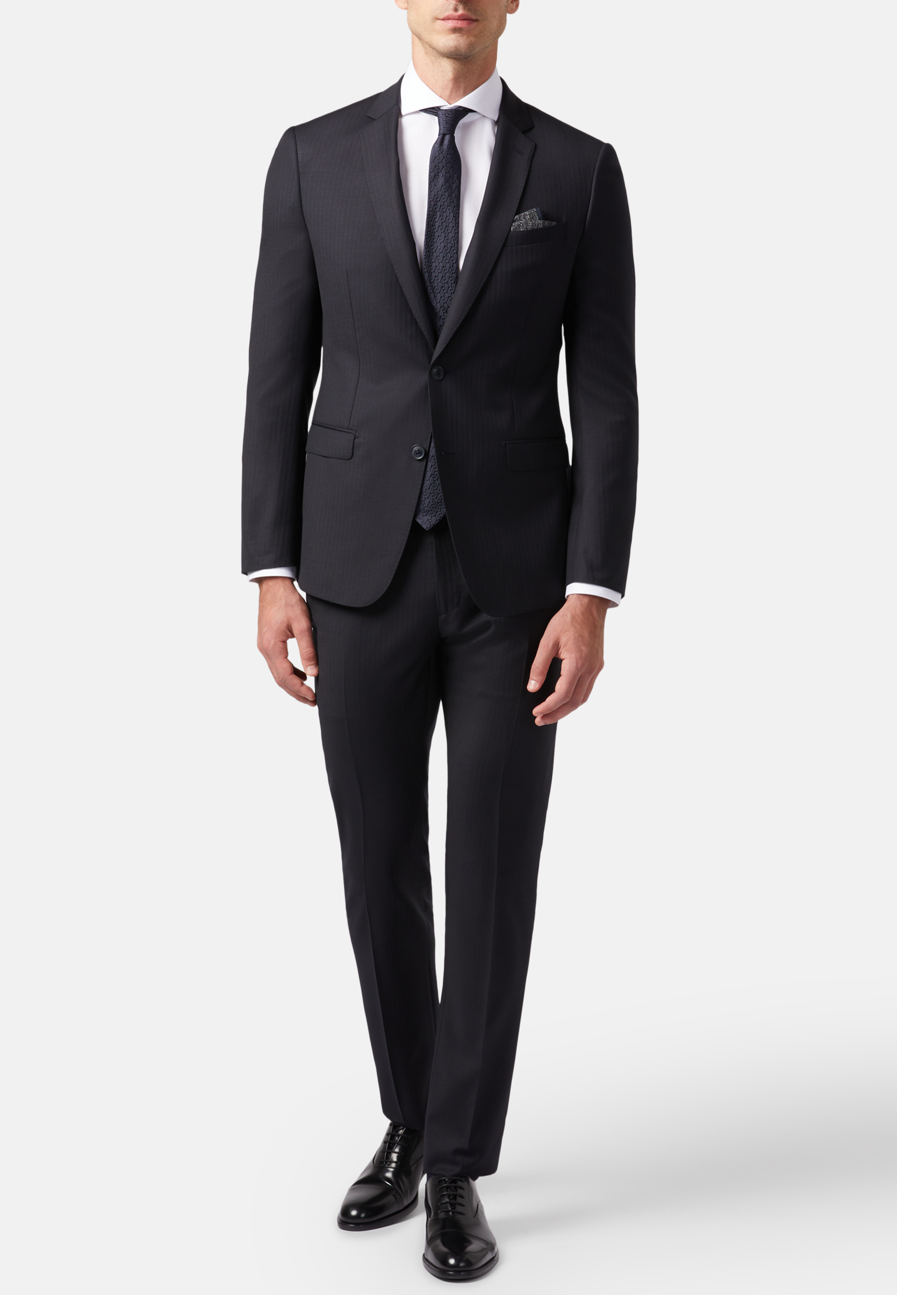 Men's Herringbone Wool Suit Style London | Boggi Milano