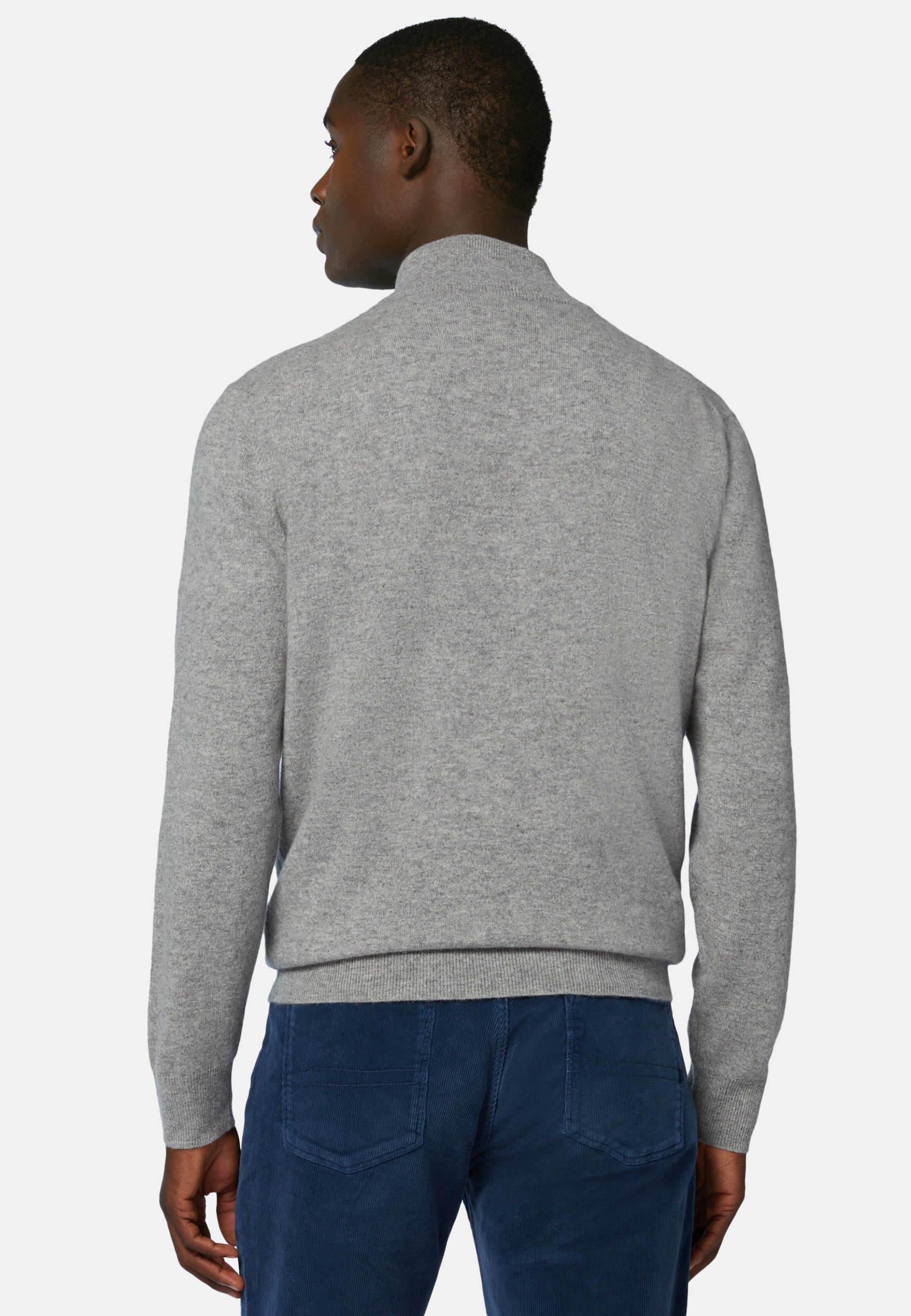 Maglia Mezza Zip Grigio In Lana Cashmere