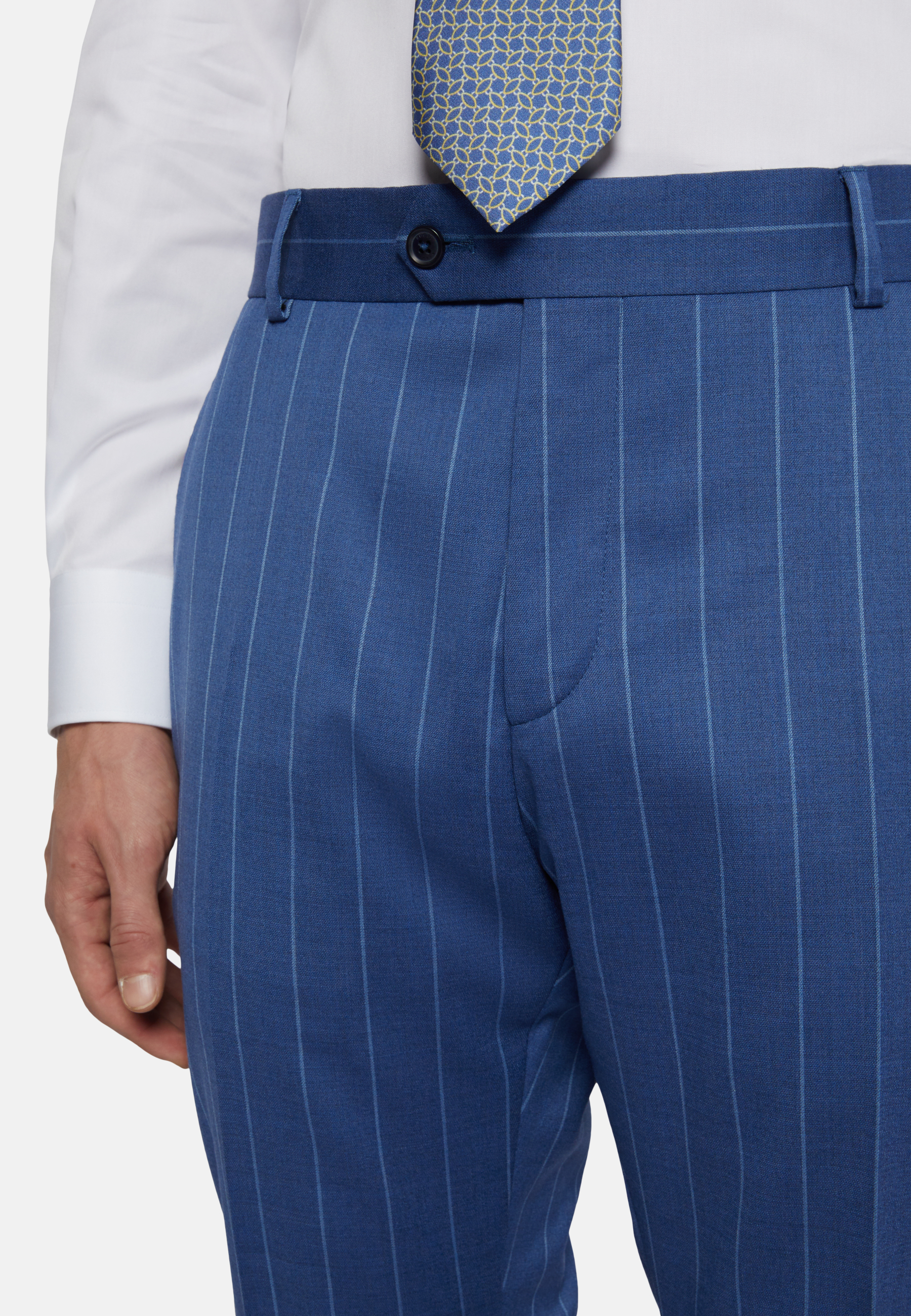 Men's Blue Pinstripe Stretch Wool Suit