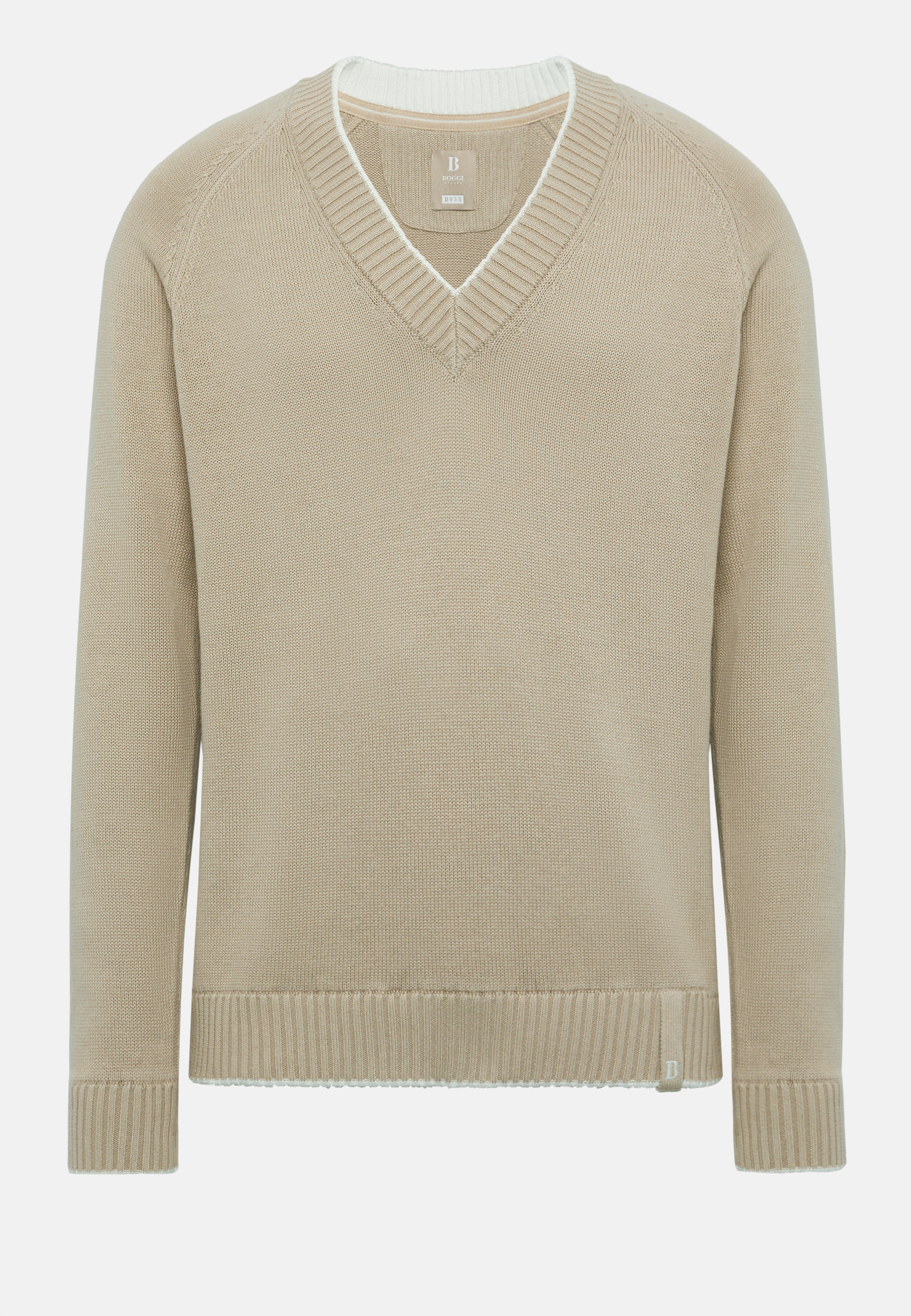 Men's White V Neck Jumper In Organic Cotton