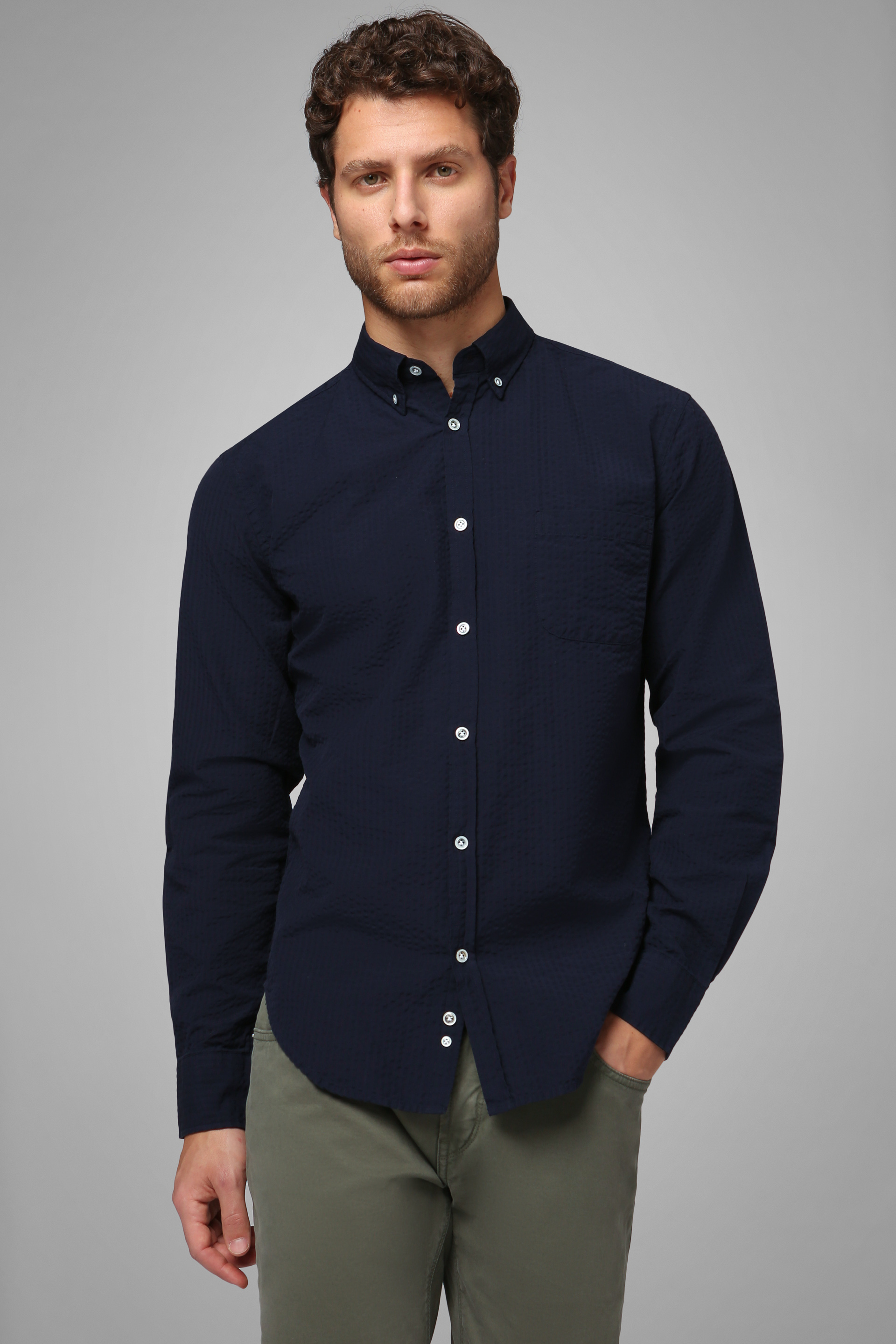 button down navy blue shirt