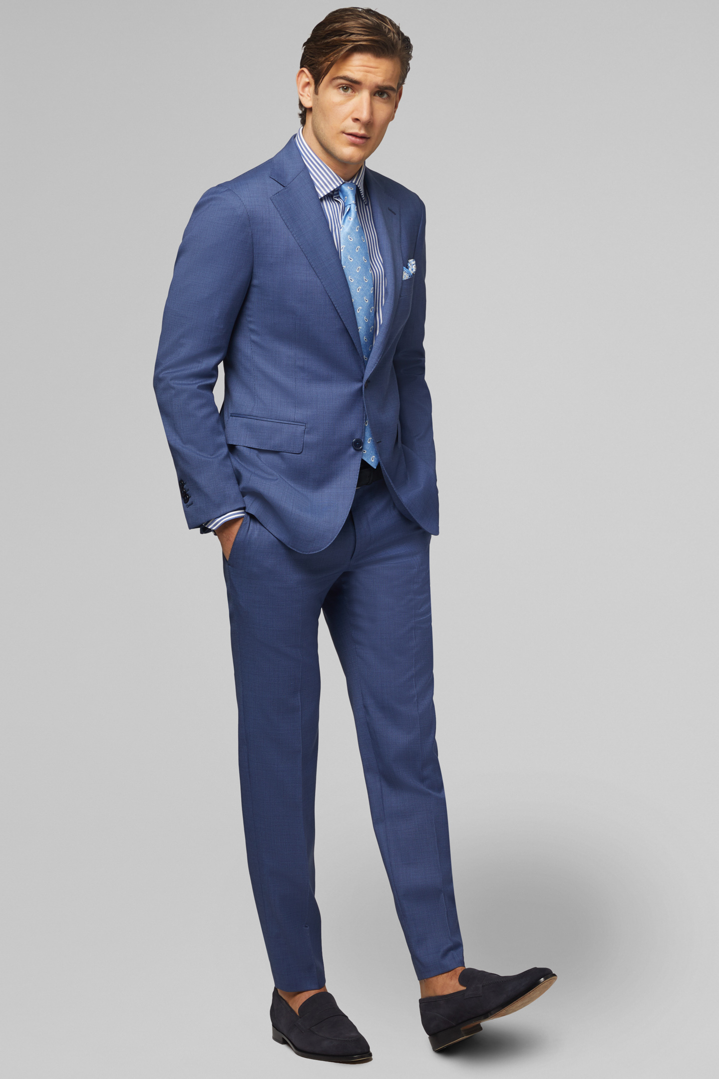 CORNFLOWER BLUE PURE WOOL NAPOLI SUIT | Boggi