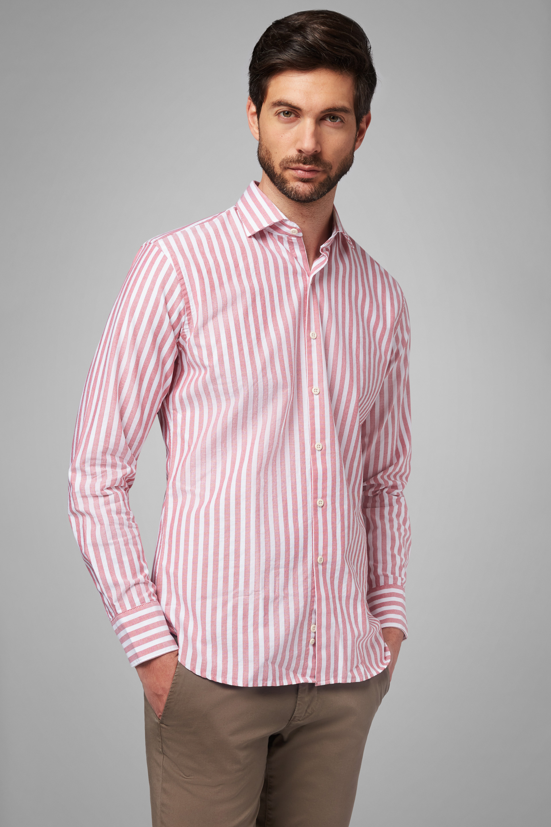 pink striped oxford shirt